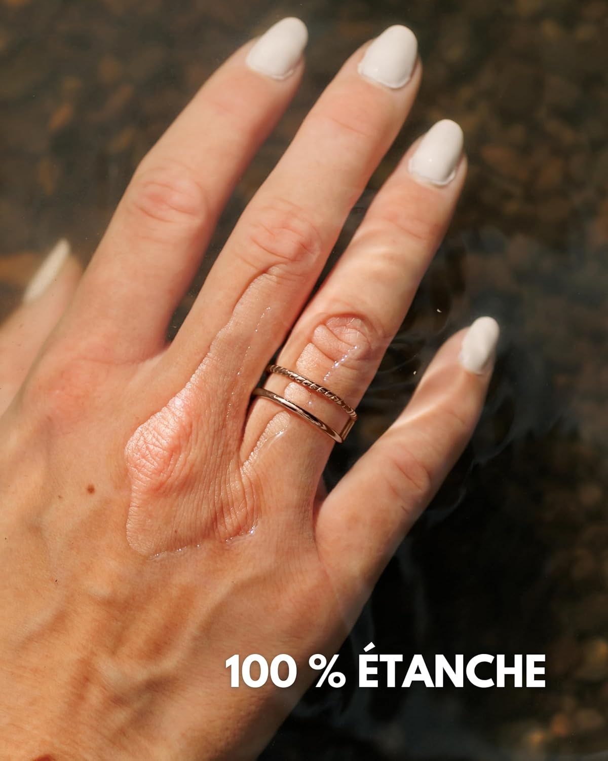 Thumbnail 3 de GD GOOD.designs EST. 2015 Bague femme réglable à double anneau ouvert en acier inoxydable (argent / or rose) avec boîte cadeau