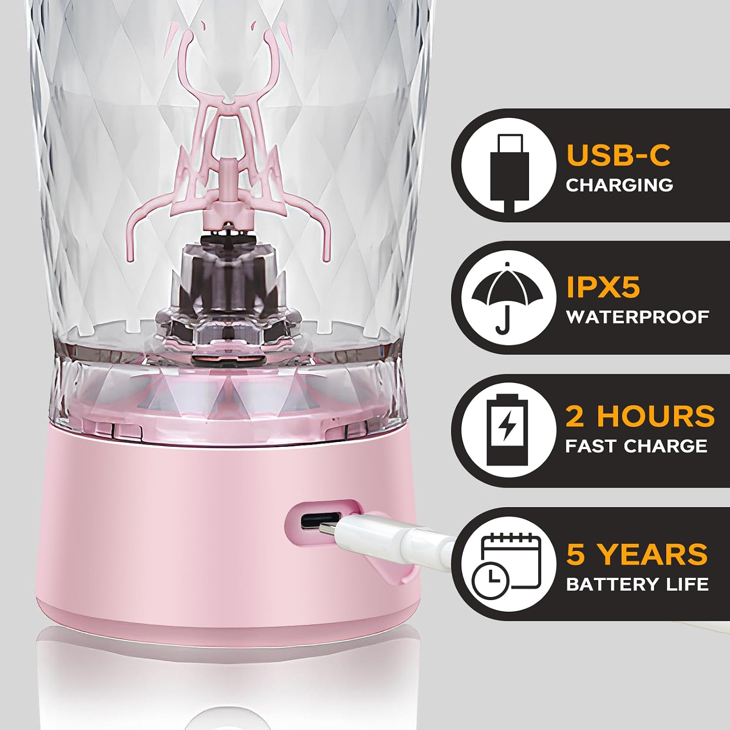 Detalle 2 de Electric Protein Shaker Bottle 550ml Pink 🧪