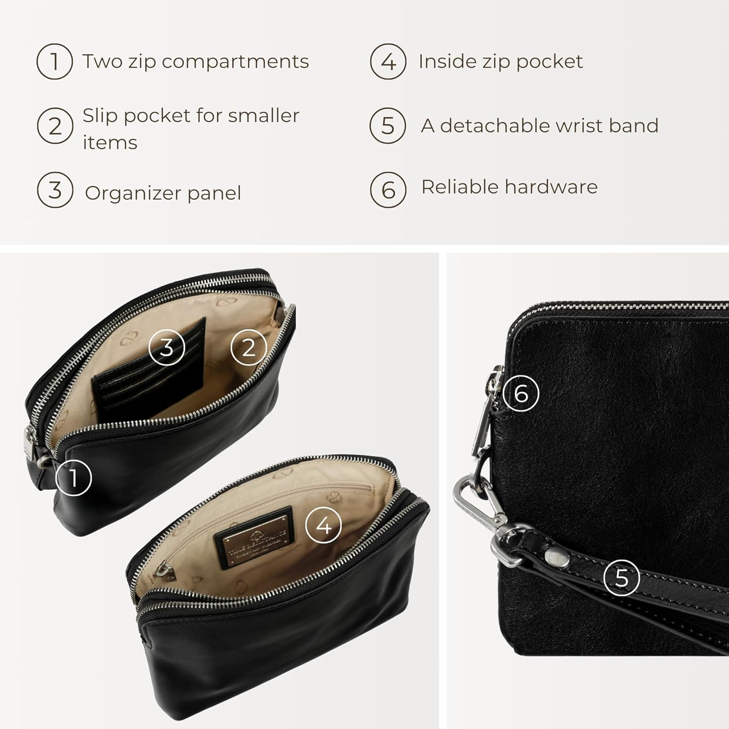 Thumbnail 3 de Time Resistance Leather Clutch for Men — Handmade Italian Organiser Bag in a Gift Box