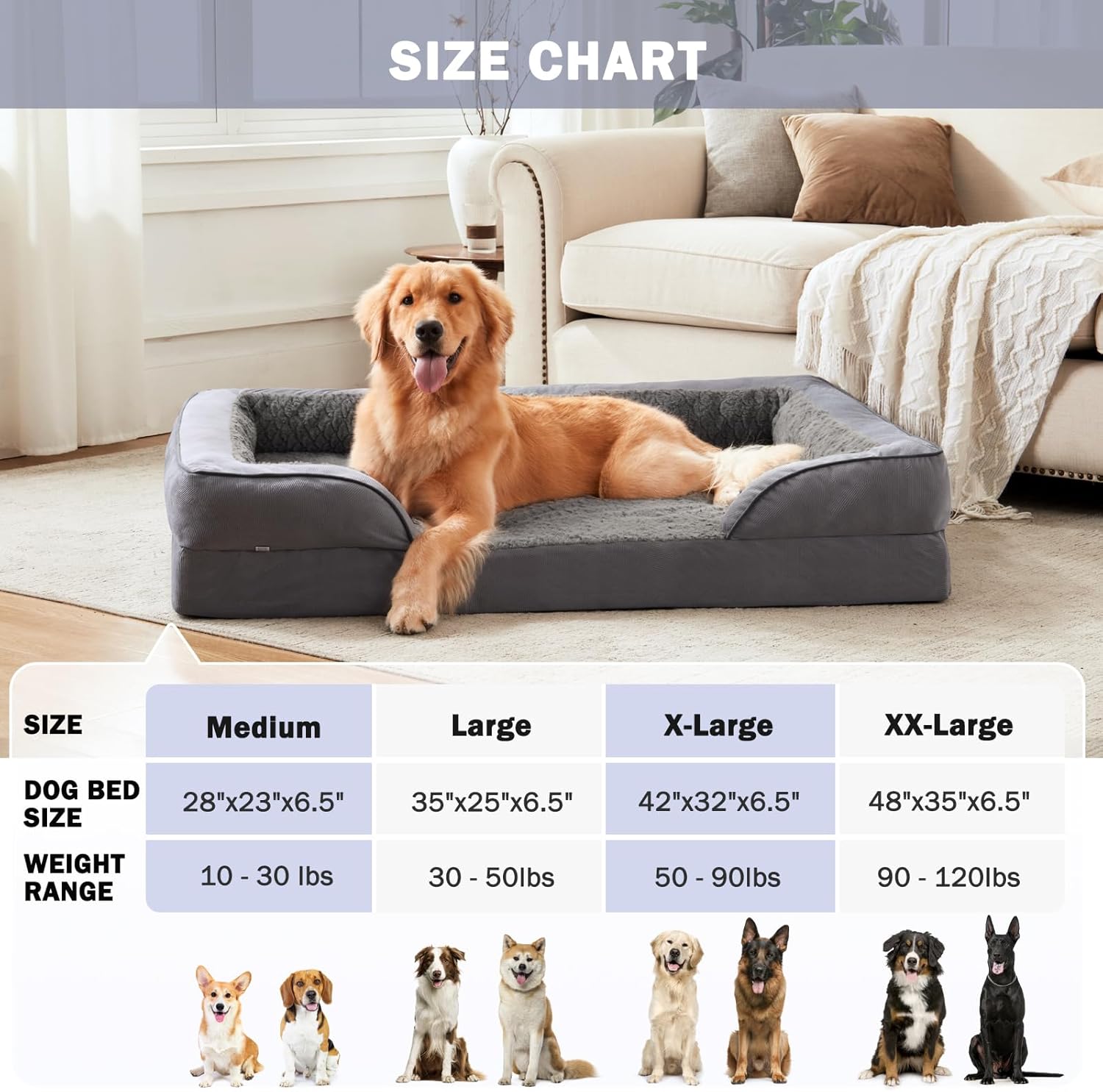 Thumbnail 6 de INVENHO Orthopedic Dog Beds Large & XL Washable Dog Sofa with Egg-Crate Foam