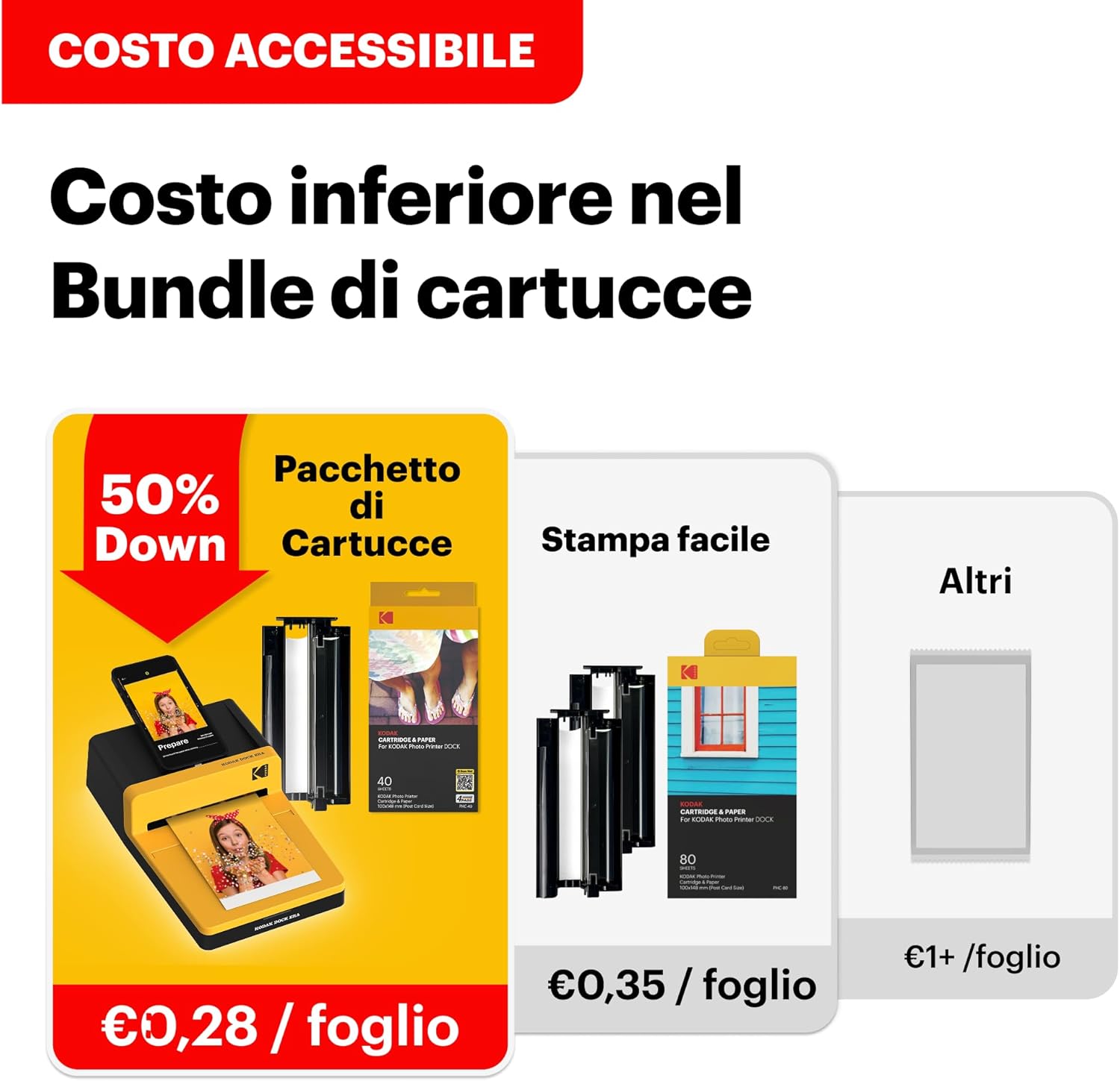 Thumbnail 1 de KODAK Dock Era Stampante fotografica giallo con docking station e stampa 10x15 cm da smartphone