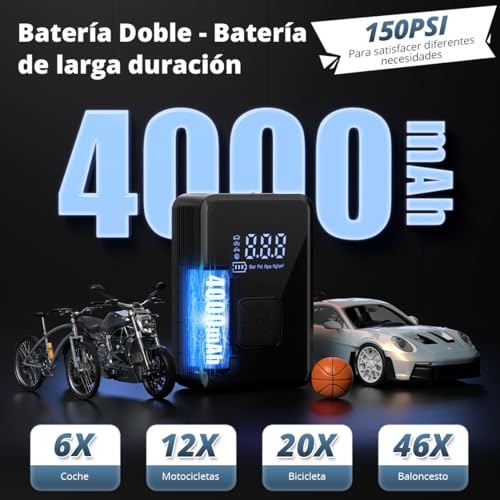Detalle 2 de Oasser Compresor Portátil 150PSI ✨ Inflador Ruedas y Moto
