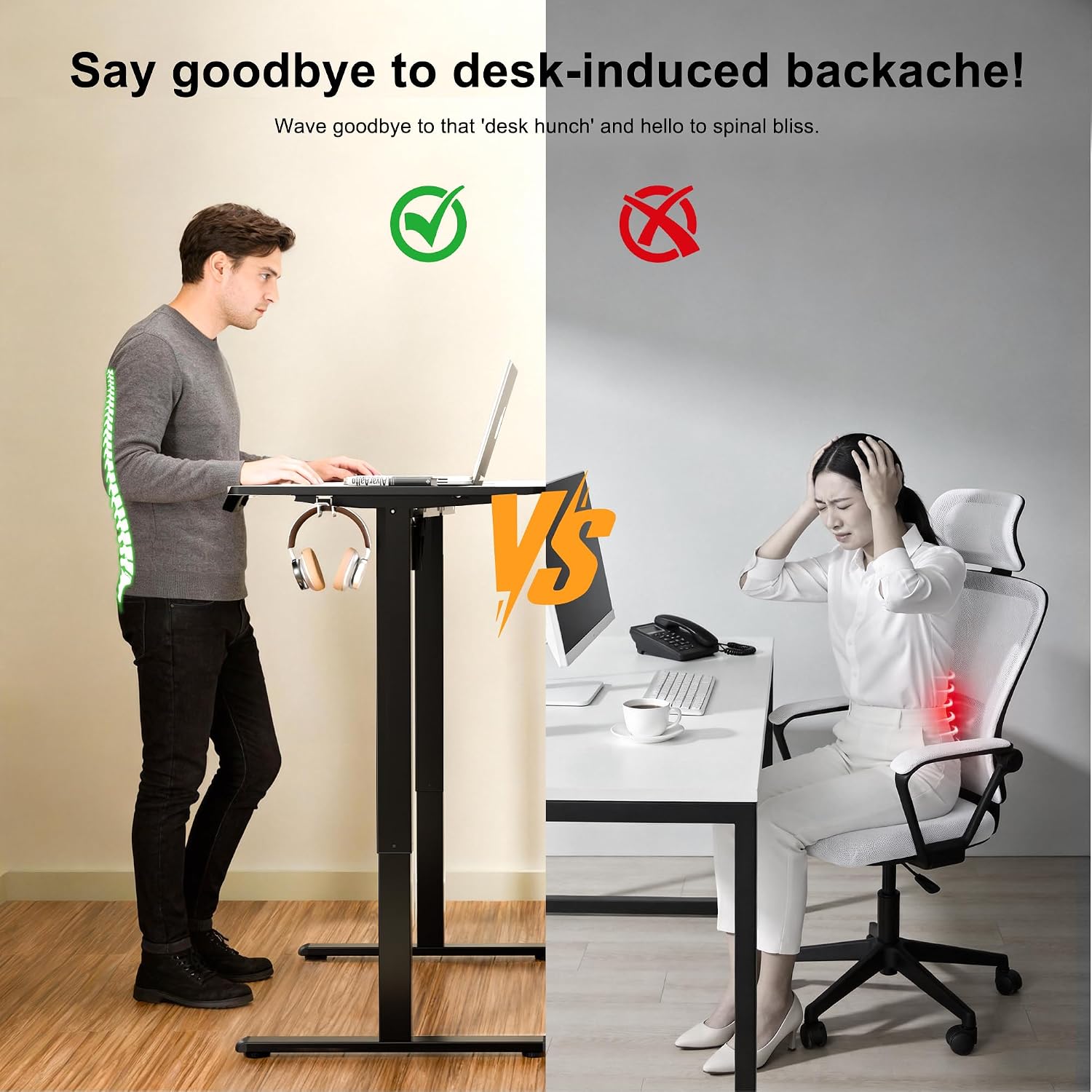 Detalle 1 de ERGOMAKER SM205-120-BFBD elektrisch zit-sta bureau 120 x 60 cm, zwart