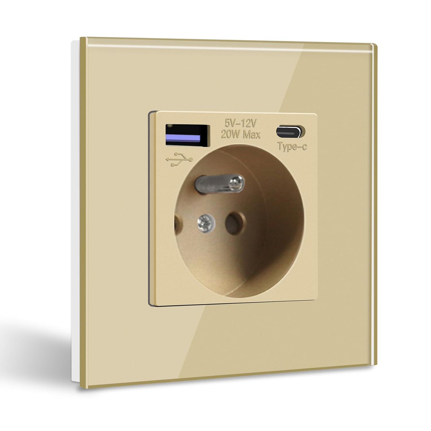 Detalle de BSEED FK86FRSK1AC1G inbouwstopcontact 16 A met USB-C PD 20 W, goud