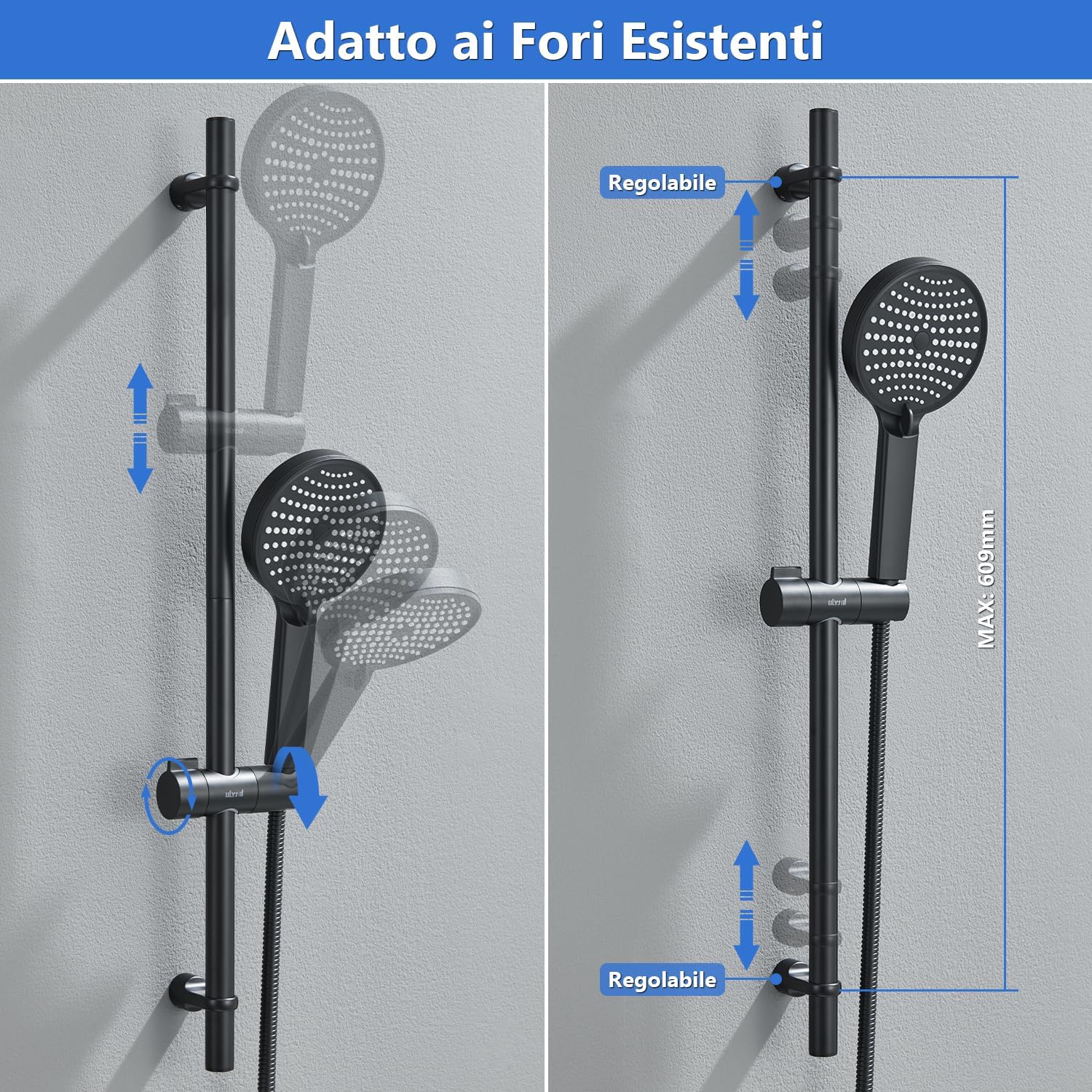 Detalle 2 de Ulytid Asta Doccia 70 cm Nero