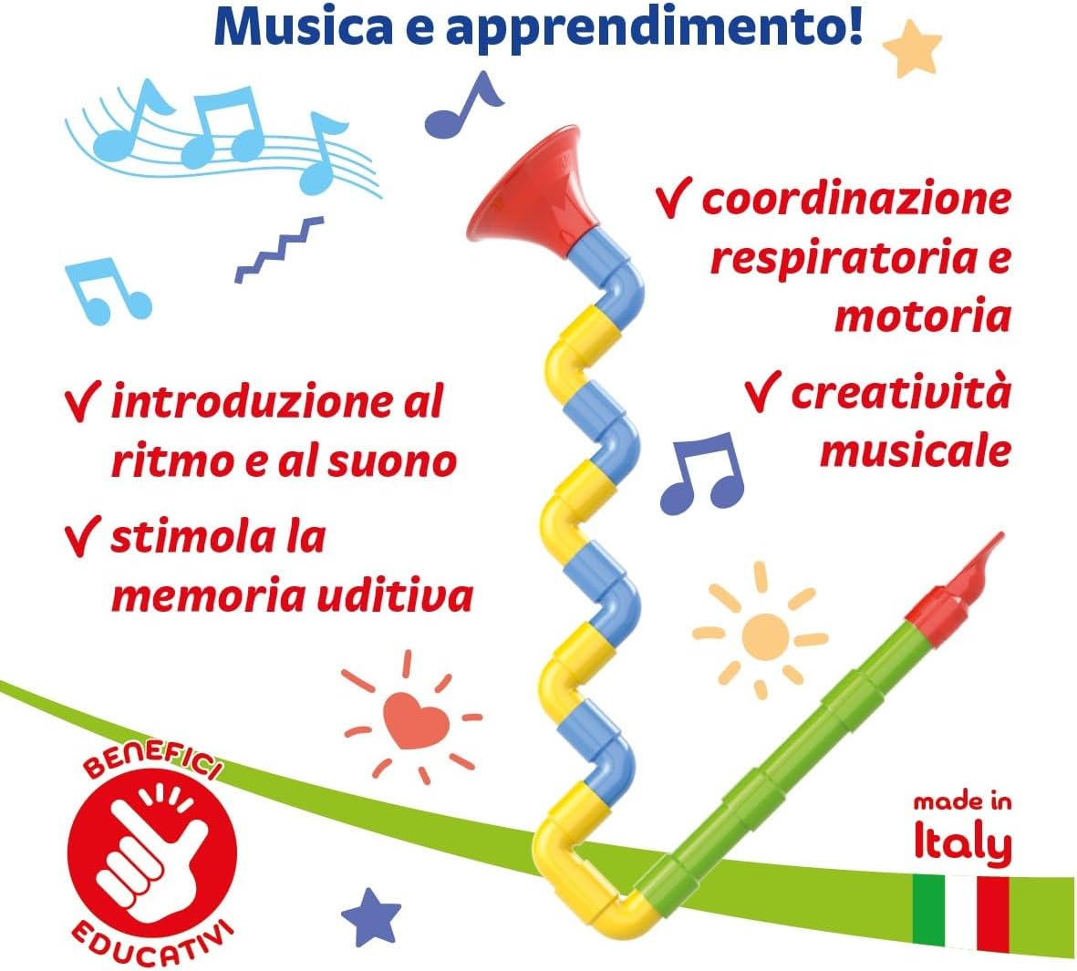 Thumbnail 6 de Quercetti Saxoflute: kit musicale creativo per bambini 2–4 anni, strumenti colorati da costruire