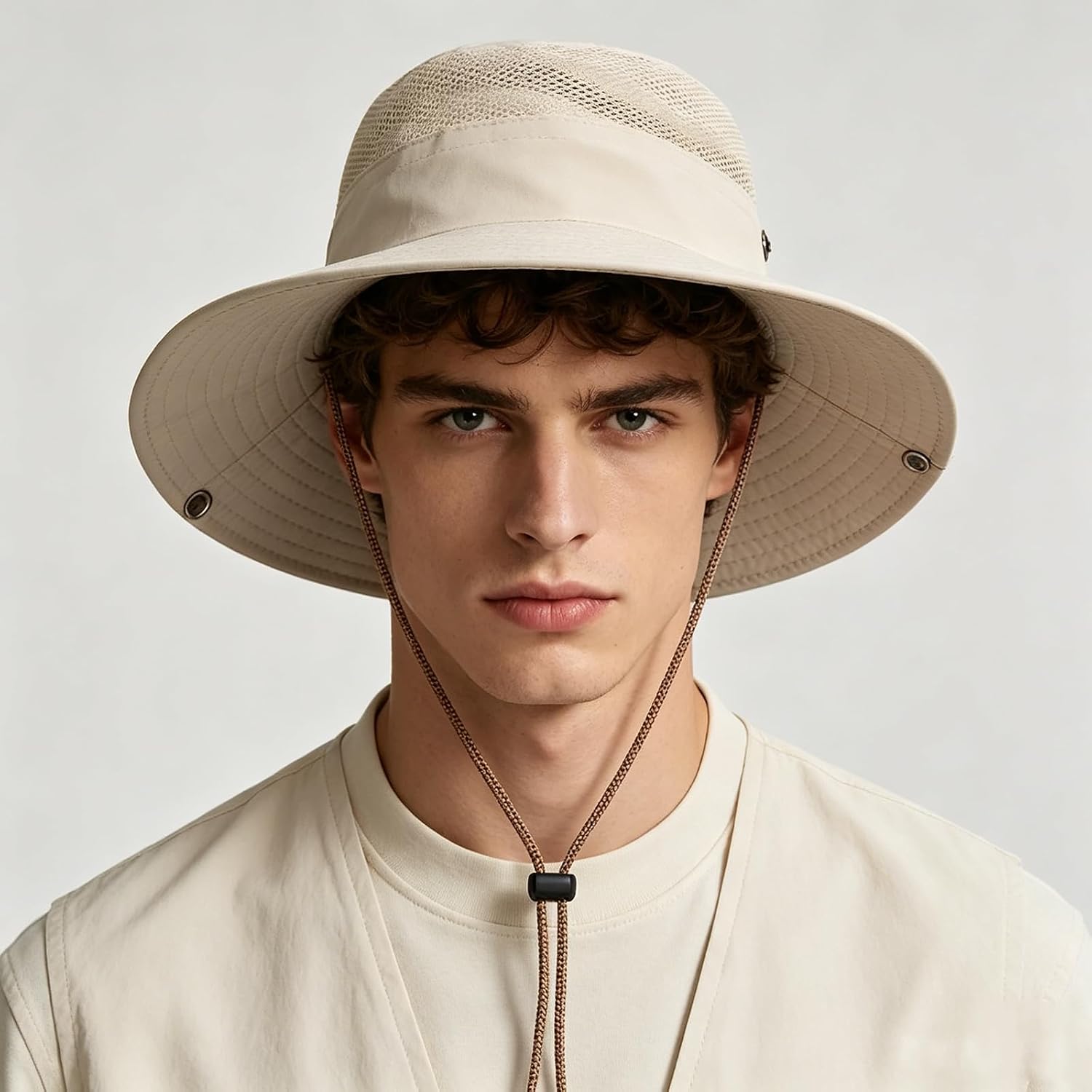 Thumbnail 6 de LJCZKA Sun Hat Men with Adjustable Chin Strap – Wide Brim Polyester Bucket Hat