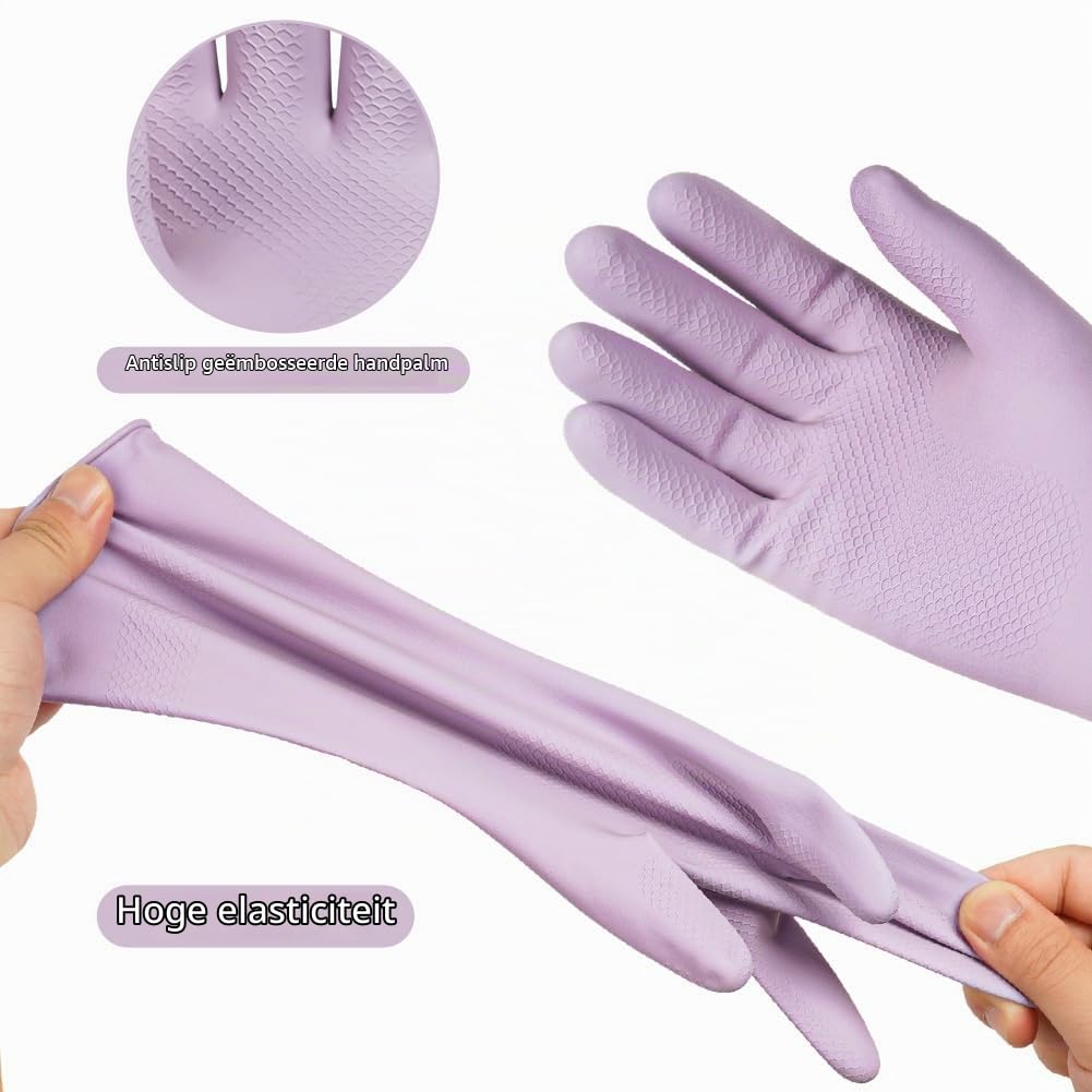 Detalle de AUAUY herbruikbare huishoudhandschoenen, 3 paar latex, antislip, maat L