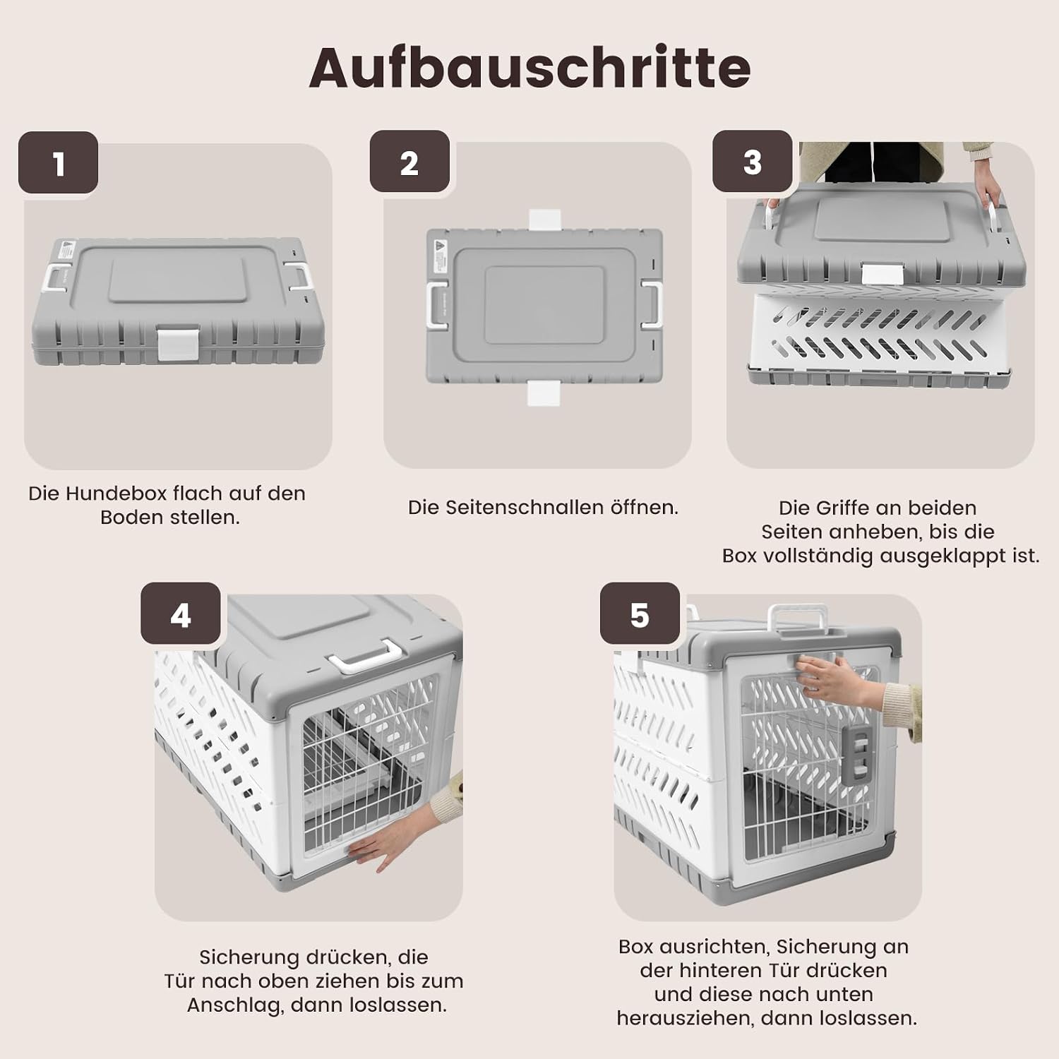 Detalle de Gardner Pet Faltbare Hundetransportbox Acryl 92x58x66 cm – Weiß, sicher, flexibel