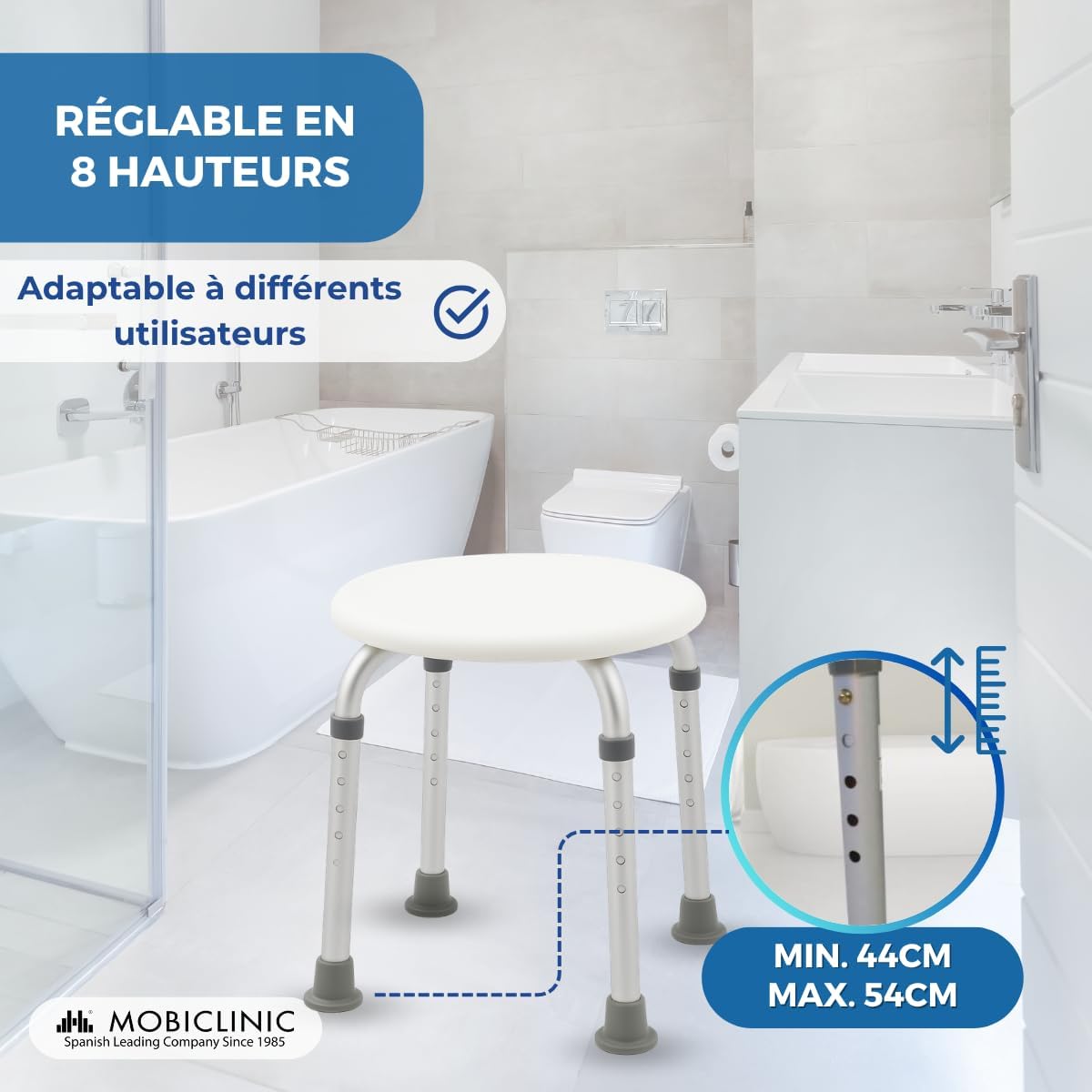 Detalle 2 de Mobiclinic Faro Tabouret de douche 100 kg