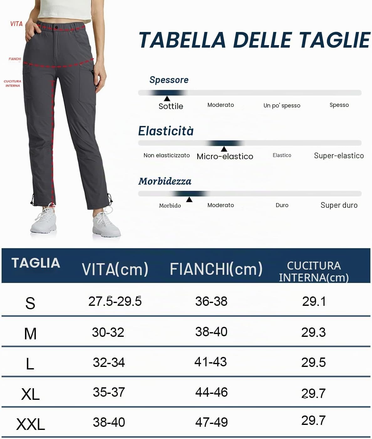 Thumbnail 6 de GymBrave Pantaloni Trekking Donna Cargo Capri 3/4 Estivi Leggeri con Tasche Zip