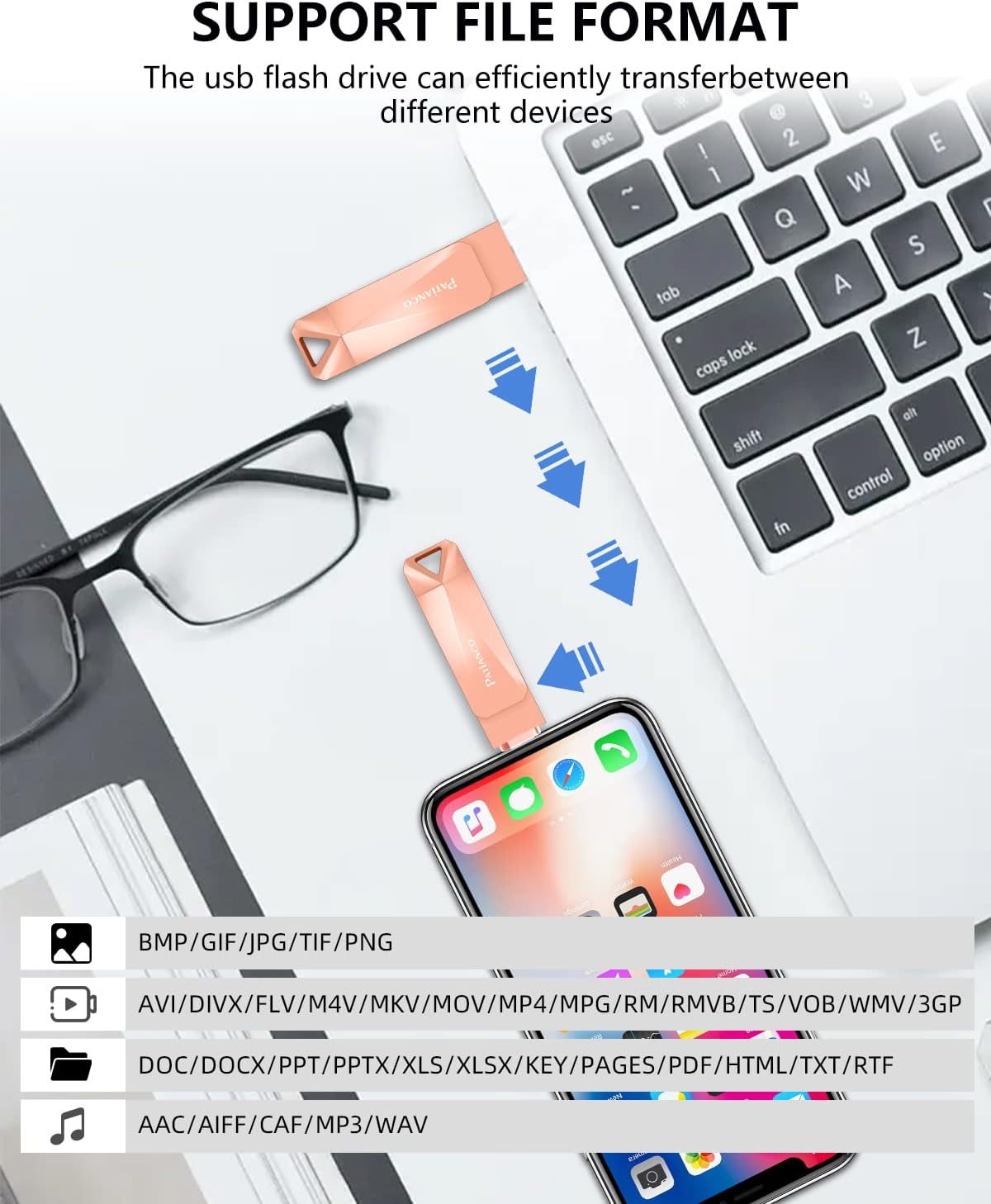 Thumbnail 5 de Patianco Chiavetta USB 512GB 3-in-1 (Lightning/Type-C/USB 3.0) – MFi Certificata, Rosa