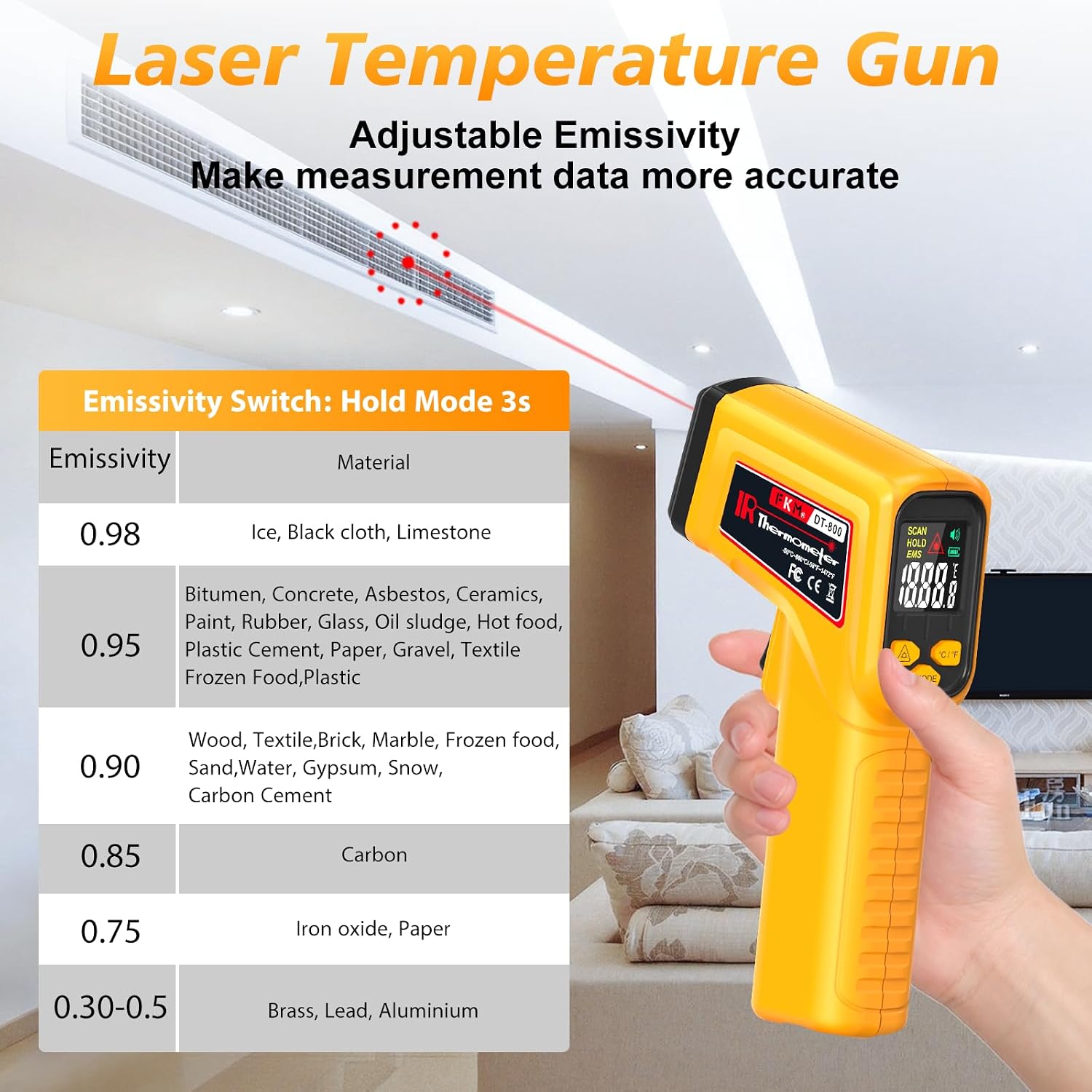 Detalle de FKM DT-800 Infrared Thermometer Gun -58°F
