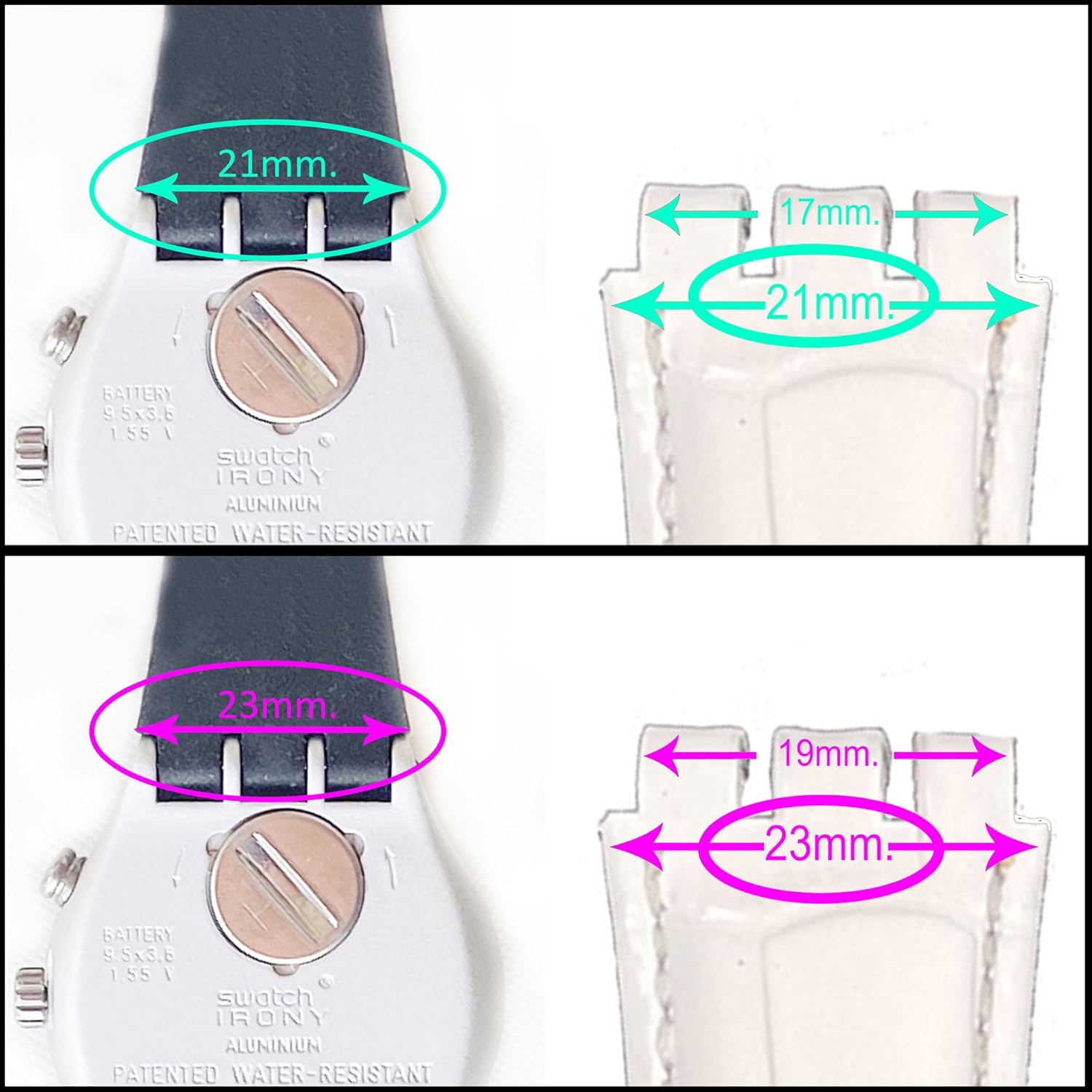 Thumbnail 2 de diloy Leder-Uhrenarmband Croco grain 21–23 mm (Ref 328) für Swatch Irony & Scuba