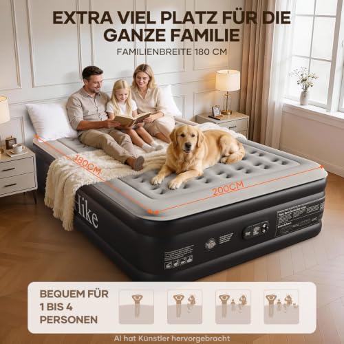 Detalle de OlarHike Luftmatratze selbstaufblasend 180x200x50 cm – Gästebett & Campingmatratze