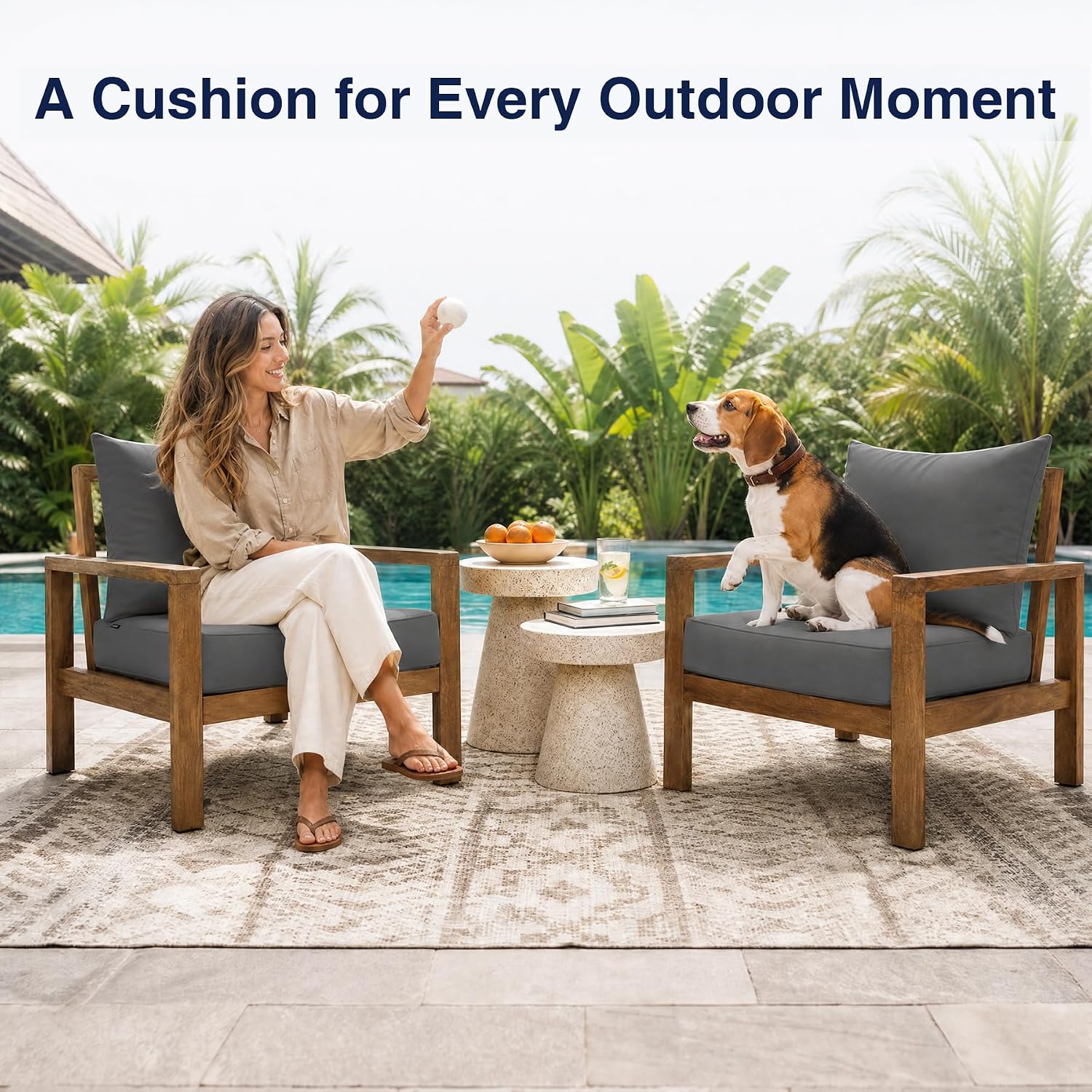 Thumbnail 6 de Favoyard FYA41ZD005DG24 Outdoor Cushion Set, 24-Inch Waterproof Dark Gray