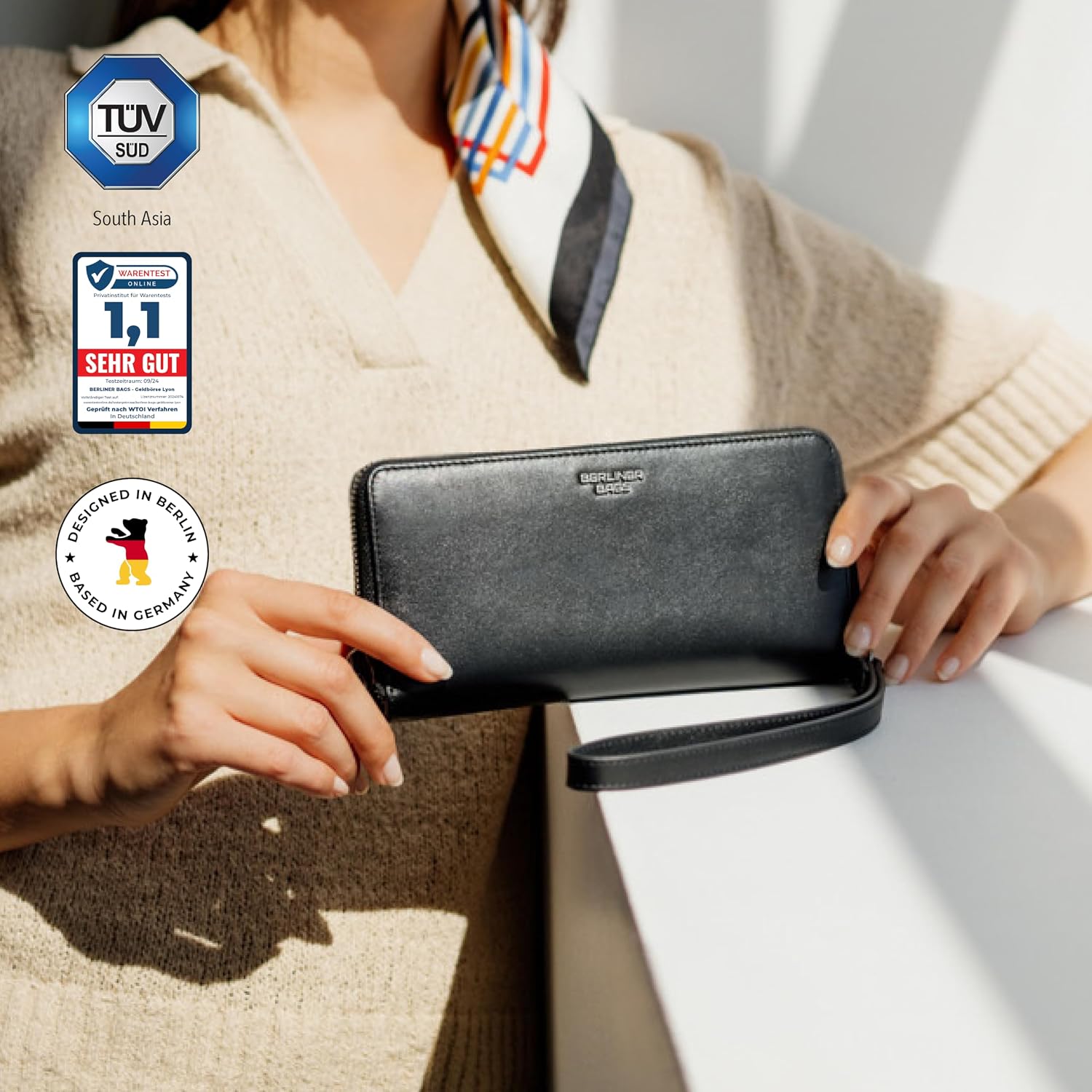 Detalle de Berliner Bags Lyon Cartera Grande 19 cm