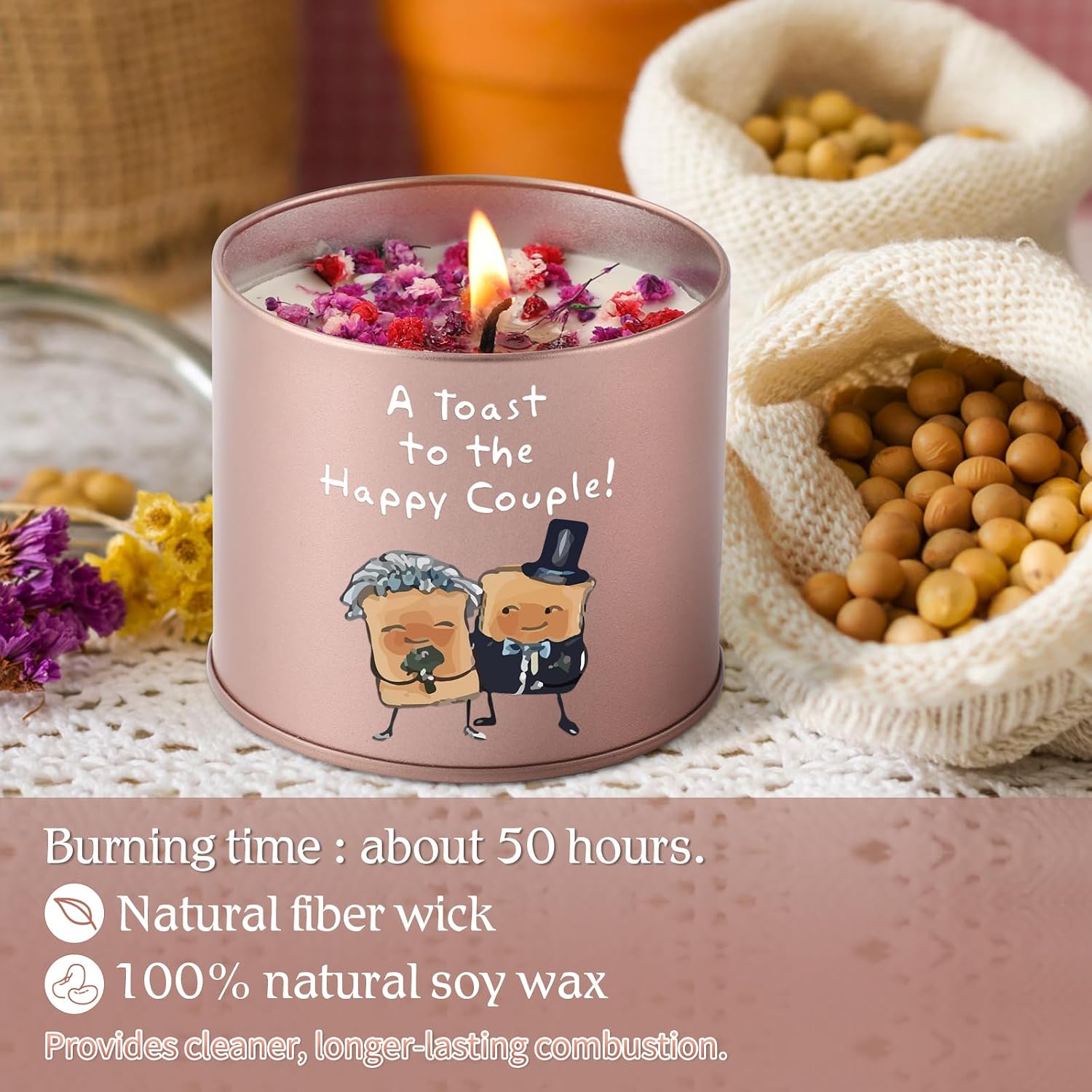 Detalle de PRSTENLY Lavender 9oz Wedding Candles: Thoughtful Couple’s Gift for the Big Day