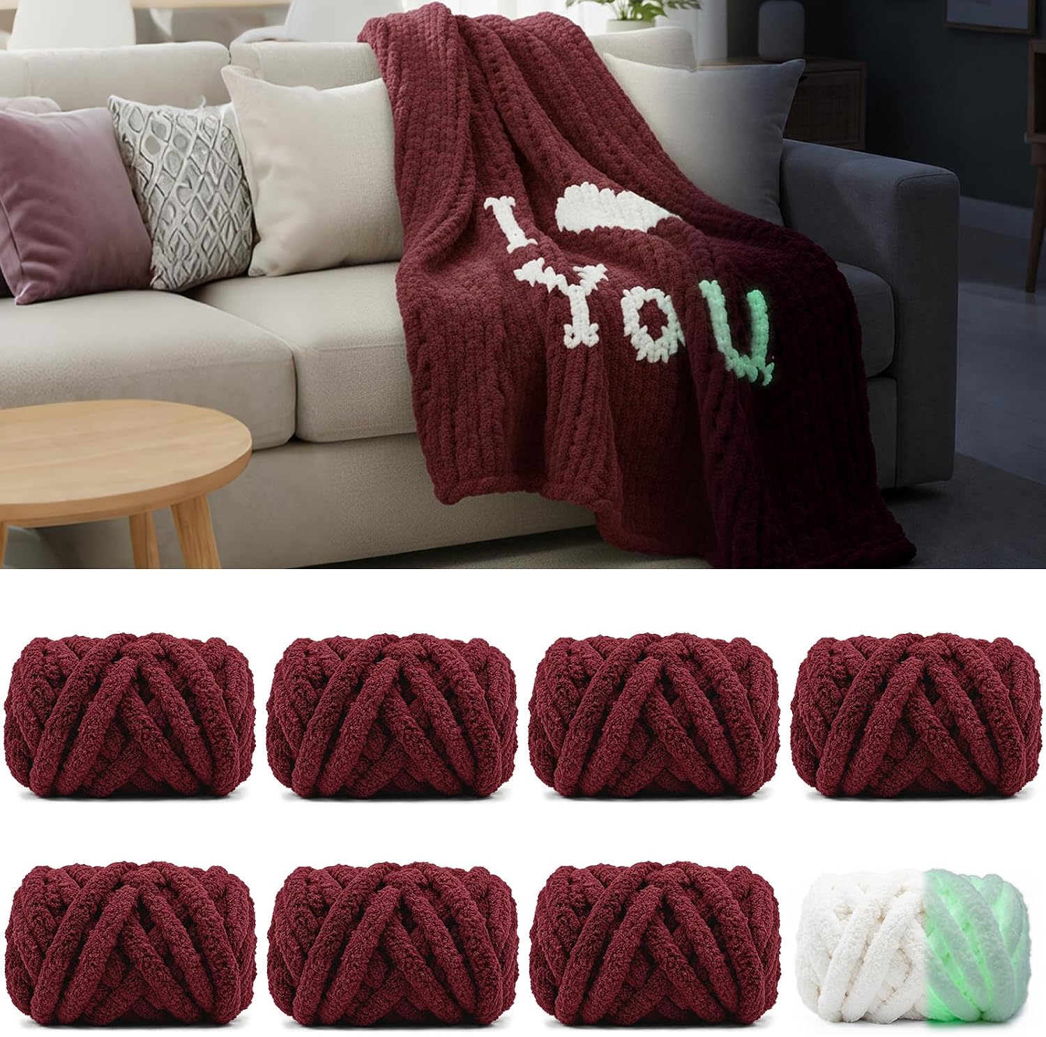 Chunky Hand-Knitting Yarn, 8 Skeins