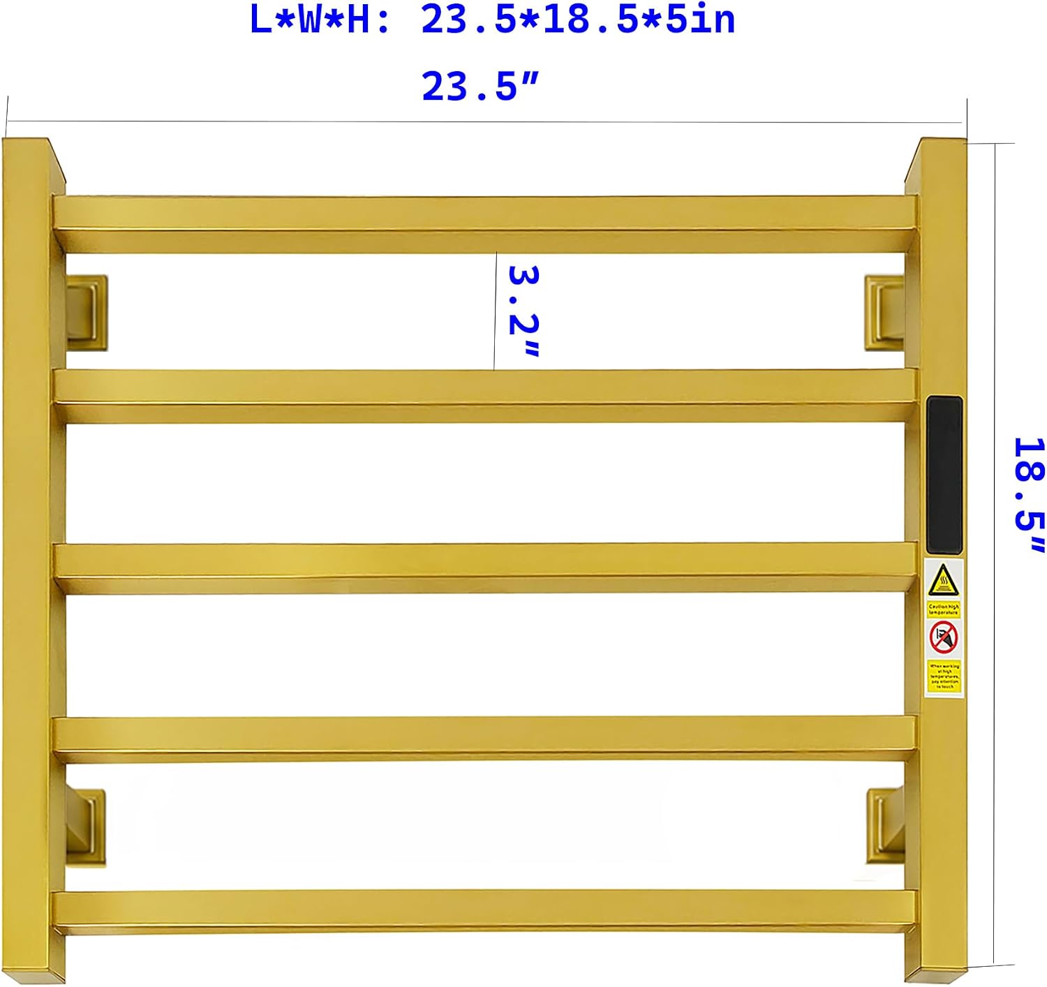 Detalle 2 de WMHYLYH-168 Gold Heated Towel Rack, 5-Bar Stainless Steel with Timer