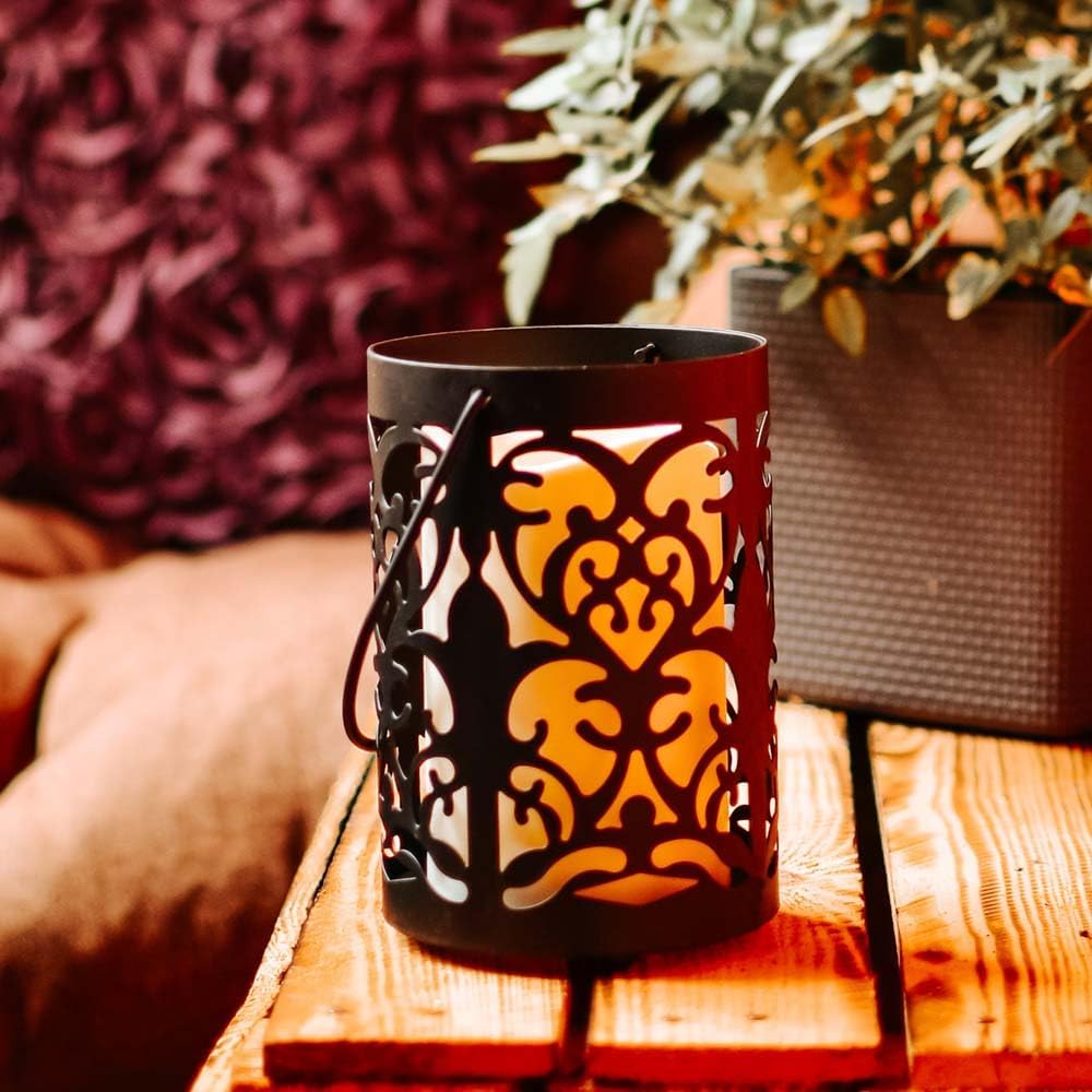 Detalle de hellum Lanterne LED avec bougie LED – lanterne décorative en métal noir 10 x 15 cm