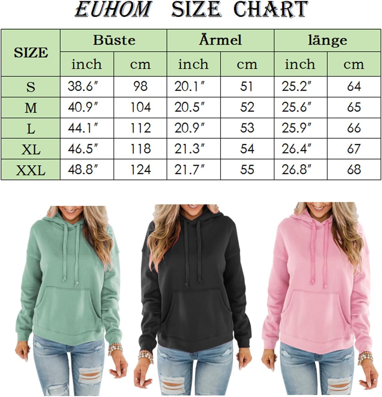 Thumbnail 5 de EUHOM Hoodie Damen Kapuzenpullover Baumwolle