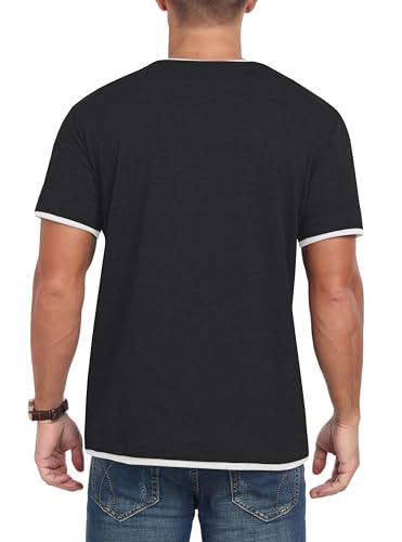 Detalle 2 de Hisir Camiseta de Verano para Hombre con Bloques de Color, manga corta y cuello redondo