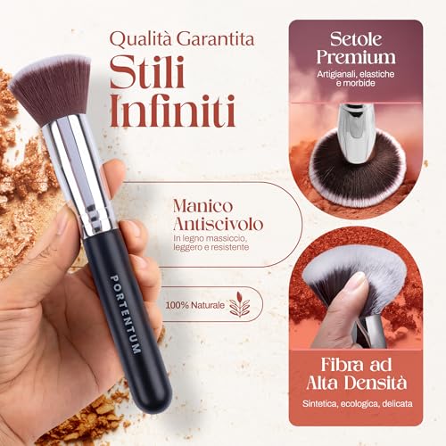 Detalle de PORTENTUM Set Pennelli Make Up 10+2 Premium: kit professionale in fibre sintetiche