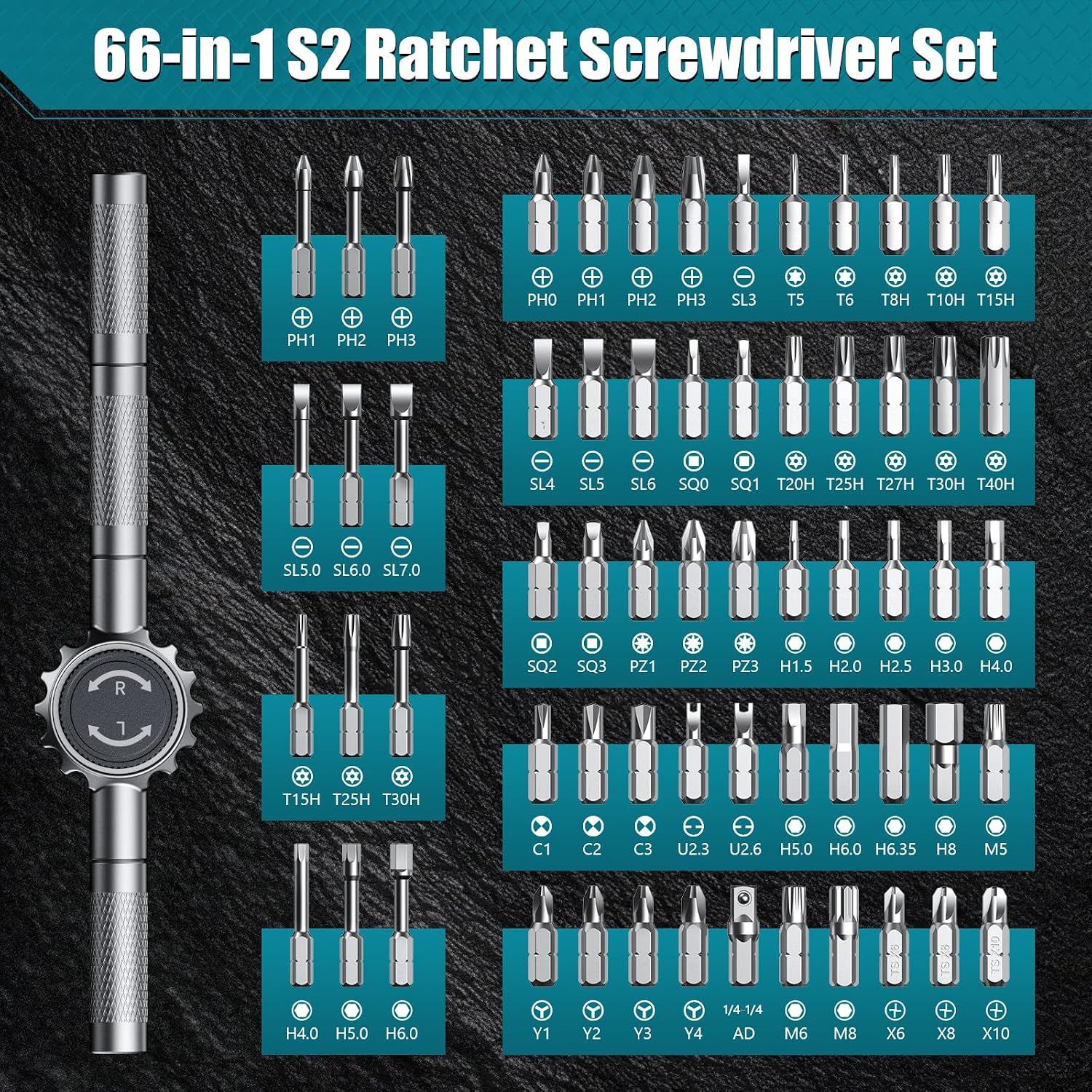 Detalle 2 de Koeutoze ZYT-R65-66in1JiLLSD – magnetyczny zestaw wkrętaków 66 w 1
