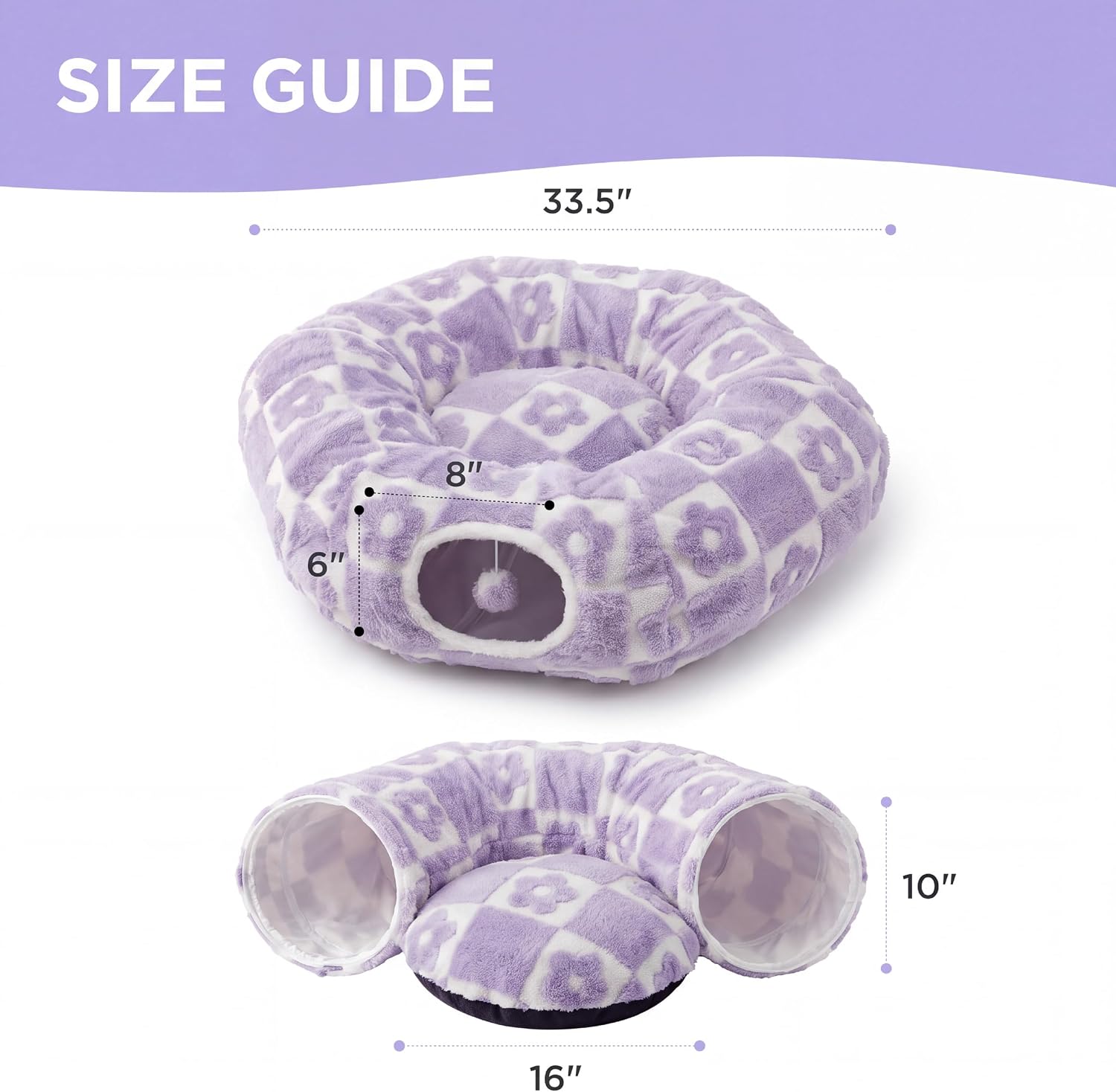 Thumbnail 4 de LE SURE LB6T9A2UST00 2-in-1 Cat Tunnel Bed, 33.5-In. Round Design