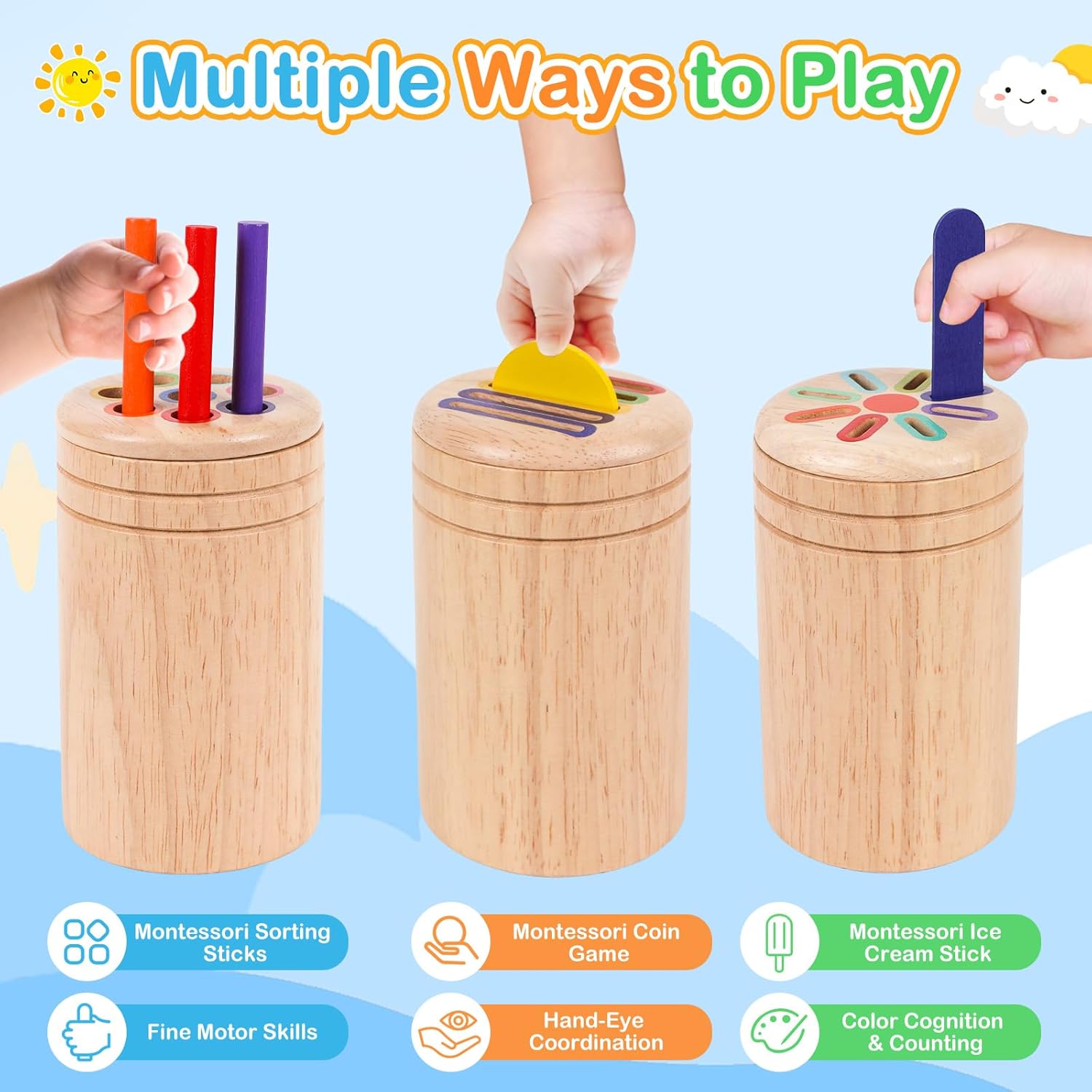 Detalle 2 de Montessori Holzspielzeug Sortierspiel für 1–2 Jahre