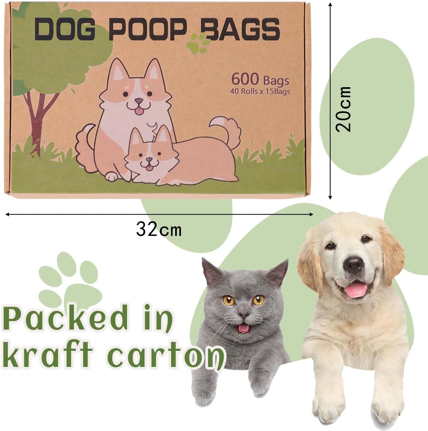 Thumbnail 5 de AiTodos 600 Dog Poo Bags, 31 x 22 cm, 40 Rolls (15 Bags Each) in 5 Colours