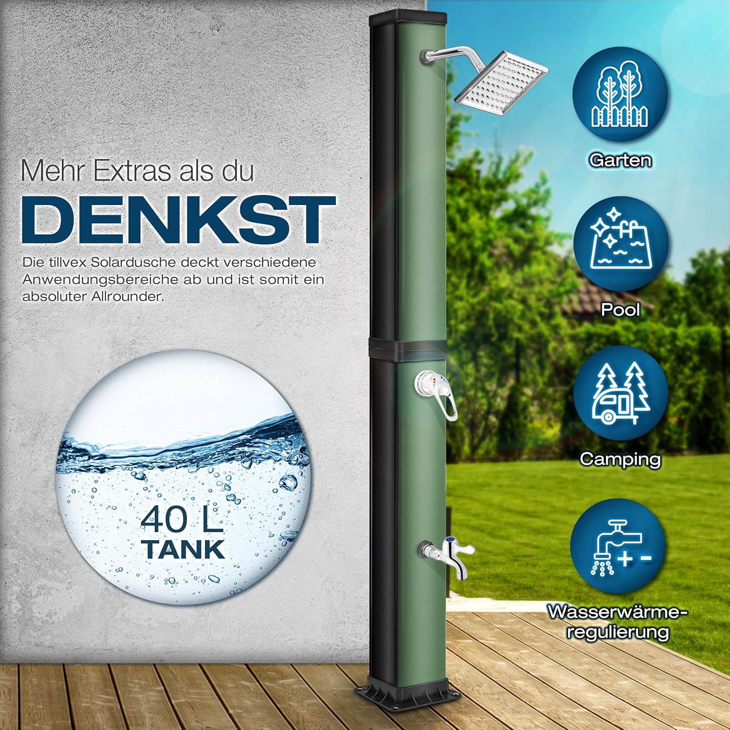 Thumbnail 1 de tillvex Solardusche 40 Liter inkl Abdeckung