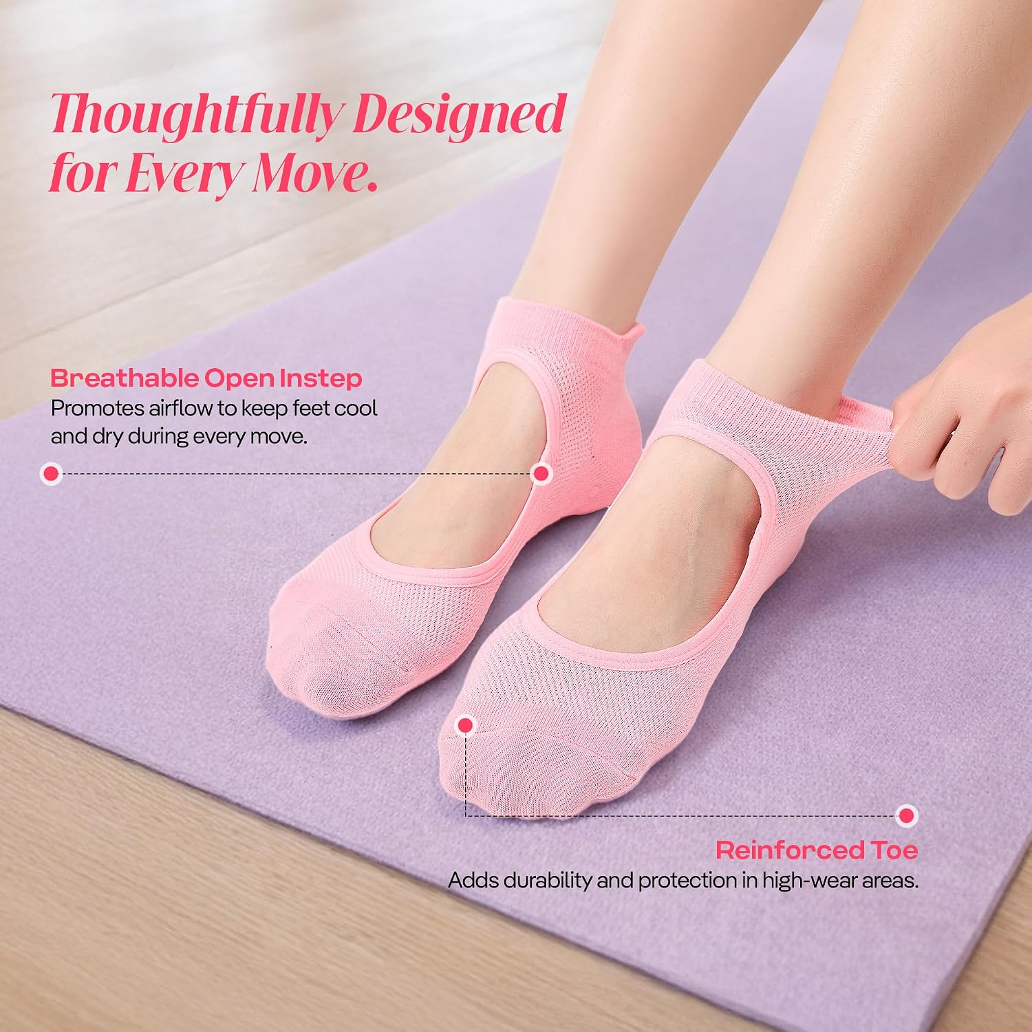 Thumbnail 1 de CoolMate Pilates Socks with Grips for Women ⚙