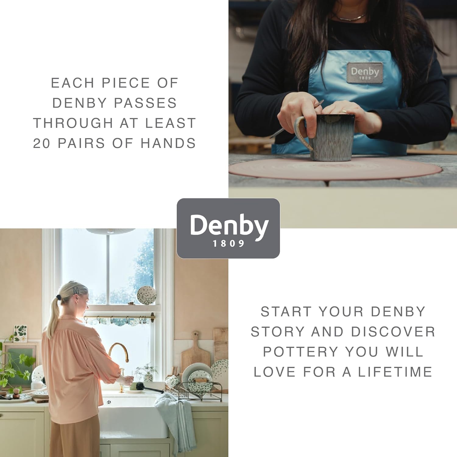 Detalle 2 de Denby Elements Blue Pasta Bowls Set of 4 1050ml