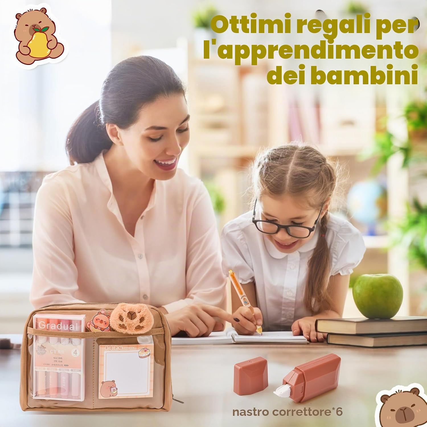 Thumbnail 4 de LTFIOON Capybara kit scuola Capibara con astuccio multistrato e accessori (penne, clip, righelli)
