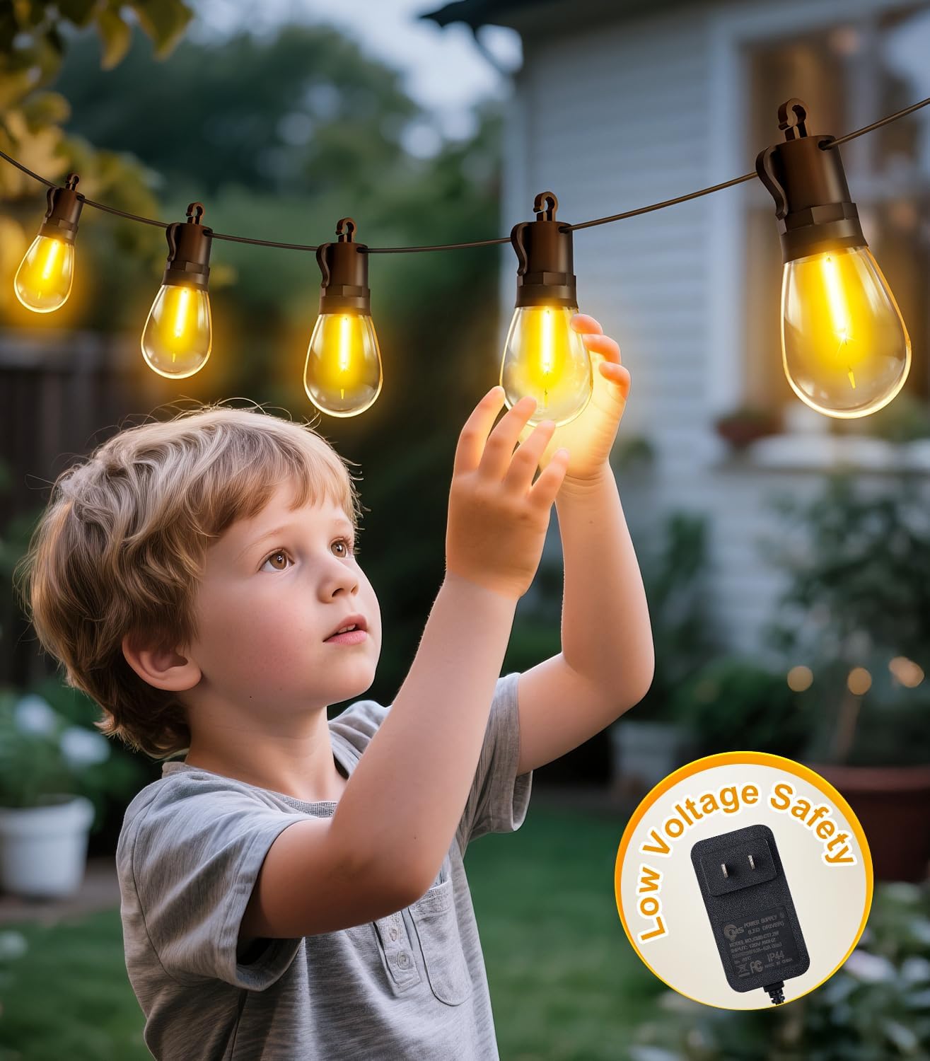 Detalle de TBOSW Outdoor String Lights Patio LED - 50 Ft, 15+1 S14 Edison Bulbs, Waterproof, Remote Dimmable
