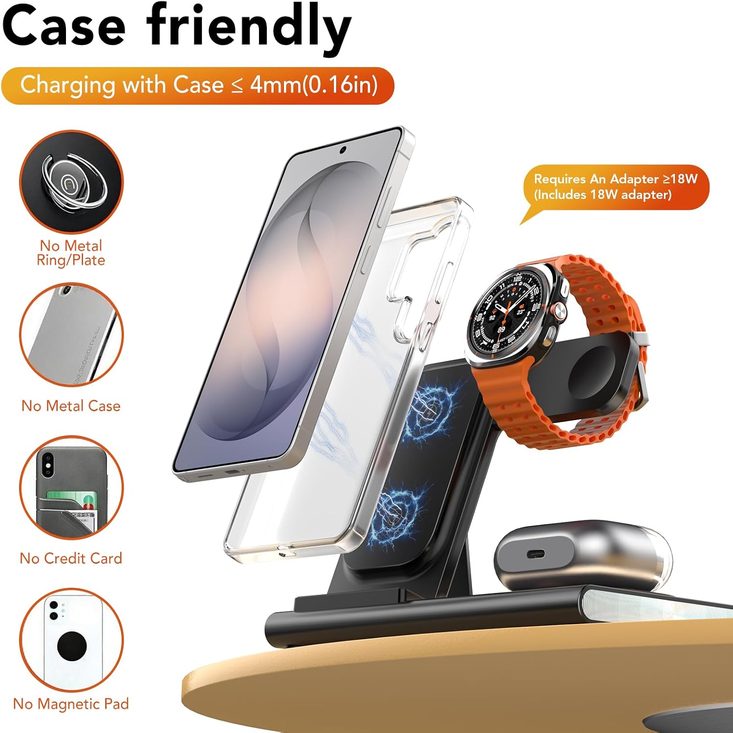 Detalle de Samsung Wireless Charging Station 3-in-1: Foldable 3-in-1 with Nightlight (S26/S25/S24/S23/S22, Watch, Buds)