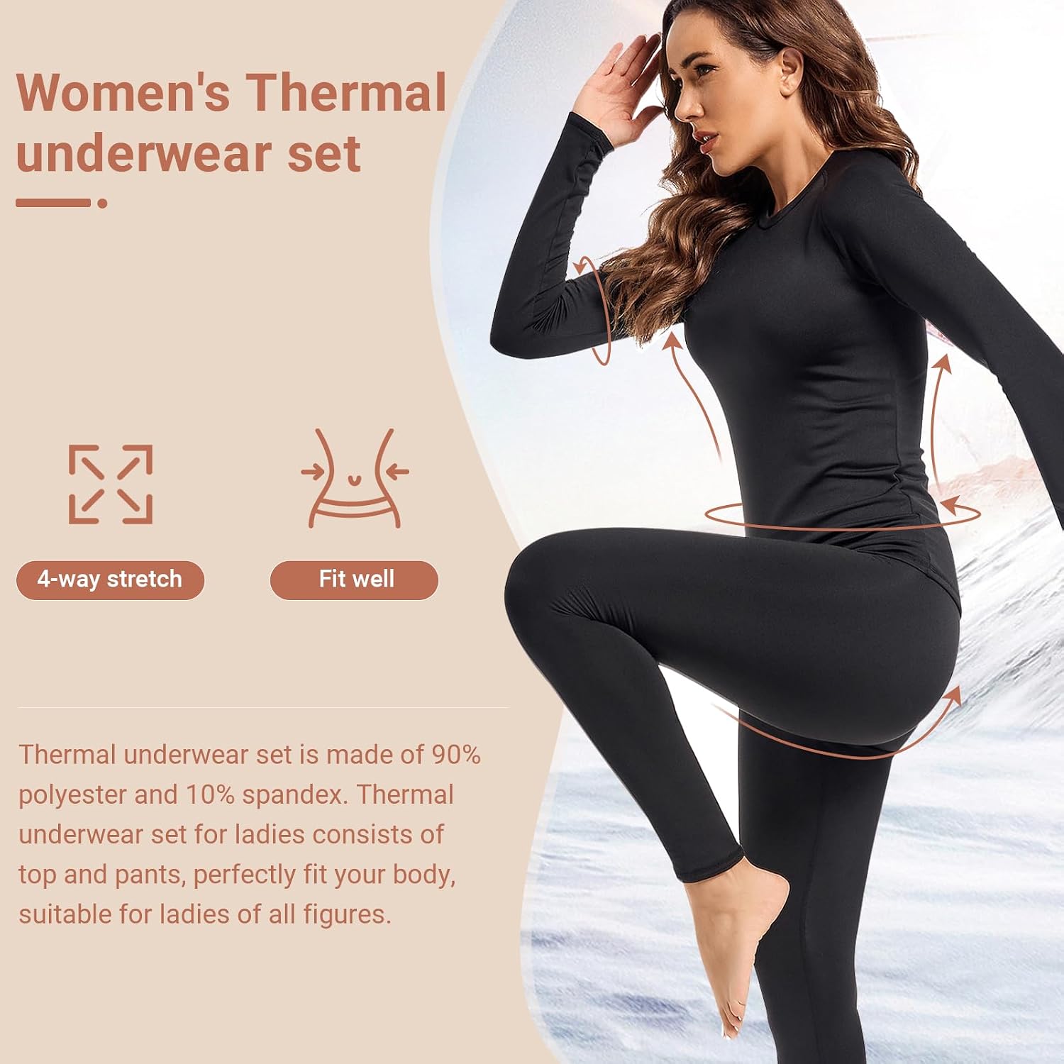 Detalle 2 de Leeboom Thermounterwäsche Damen Set 90% Polyester 🧣