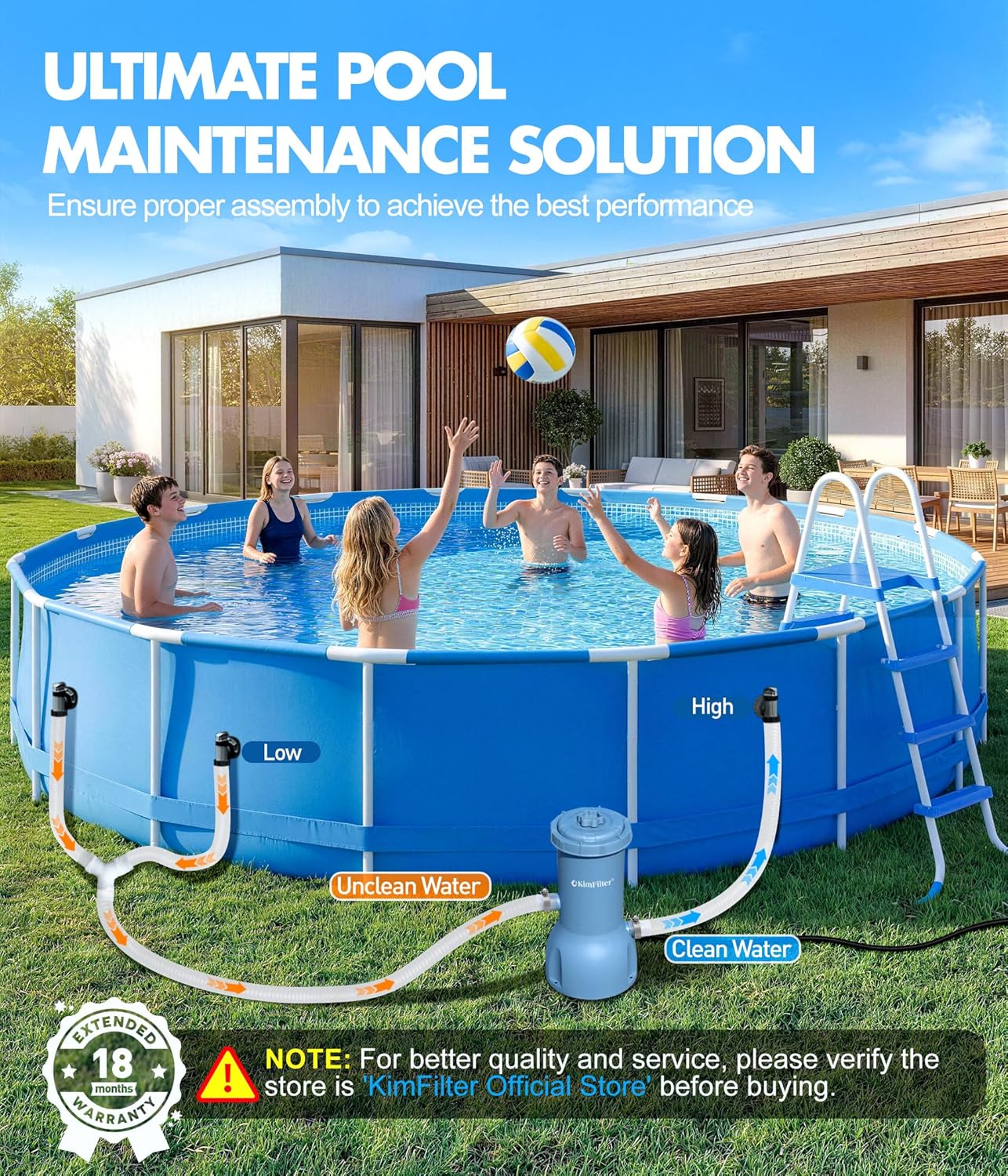 Detalle 2 de KimFilter Pro Series 1000 GPH Above Ground Pool Filter Pump