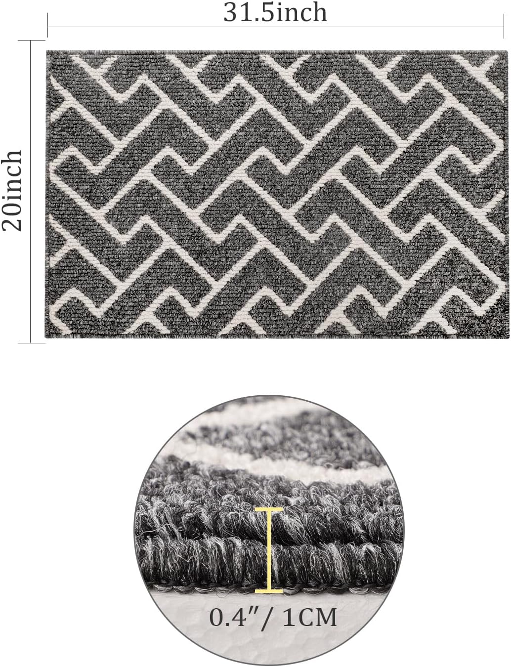 Detalle 2 de hicorfe Indoor Doormat 20 x 31.5 in 🏠