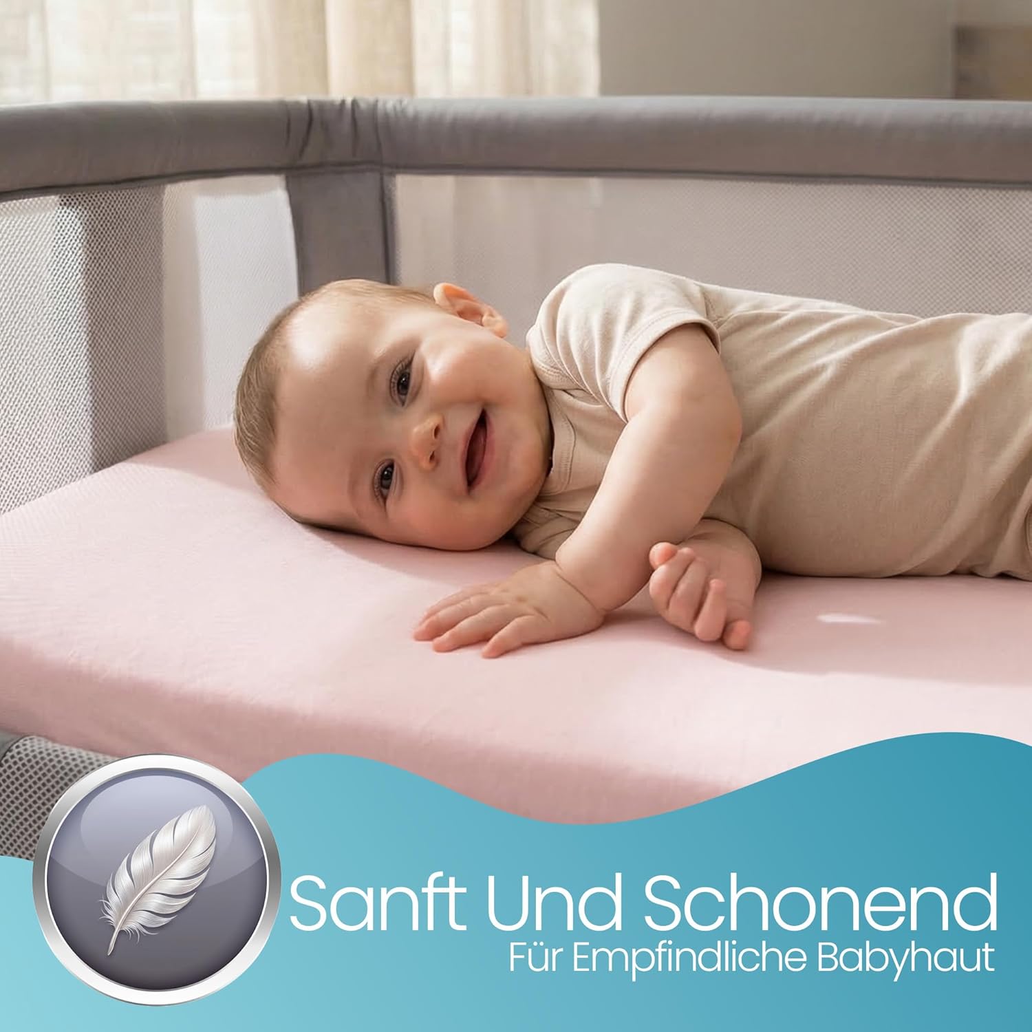 Thumbnail 2 de Spannbettlaken 50x90 cm für Kinderwagen – 2er-Set Rosa aus Bio-Baumwolle
