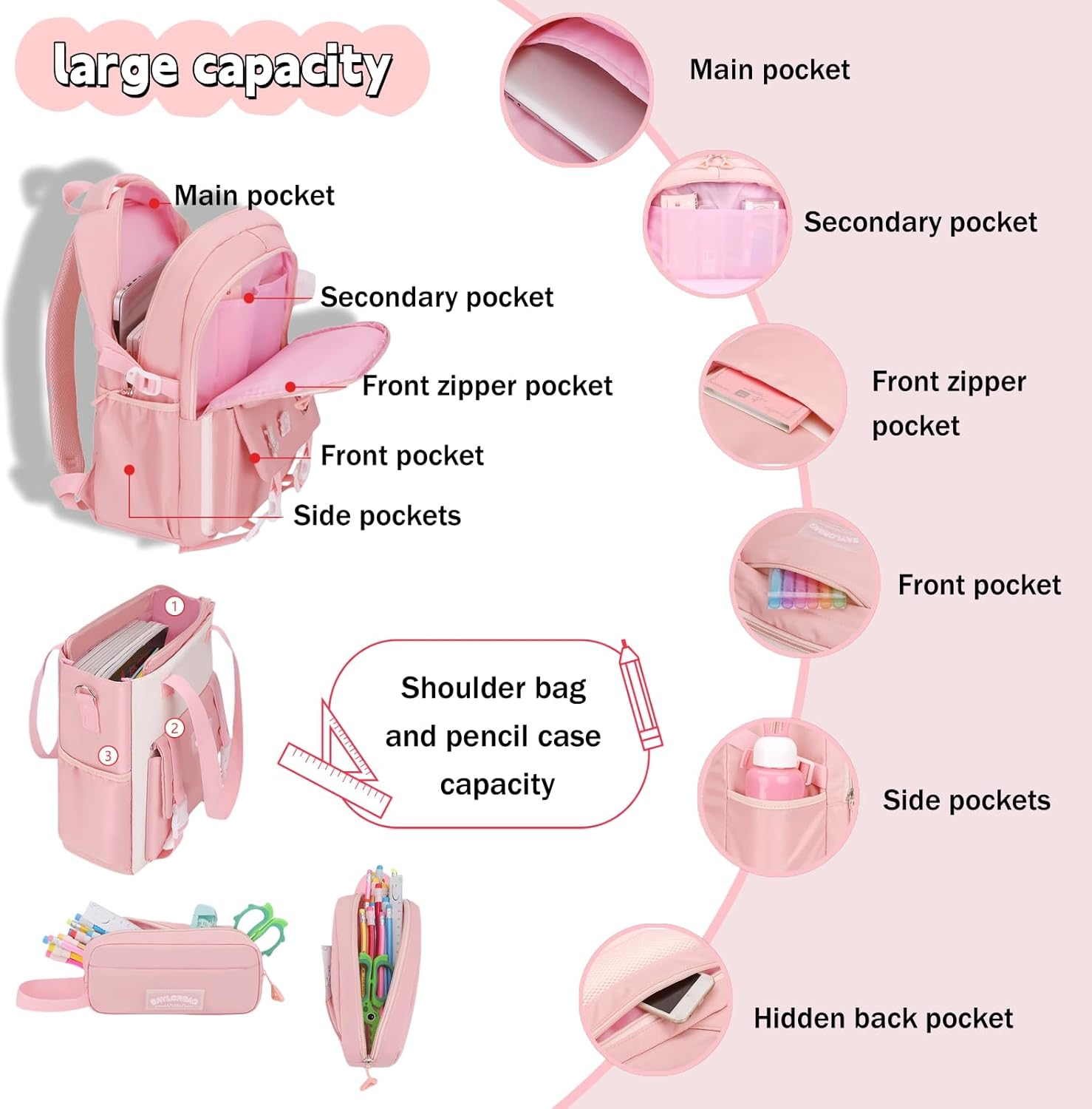 Thumbnail 3 de LANSHIYA School Bag for Girls: Cute, Durable Kids Backpack with Laptop Compartment