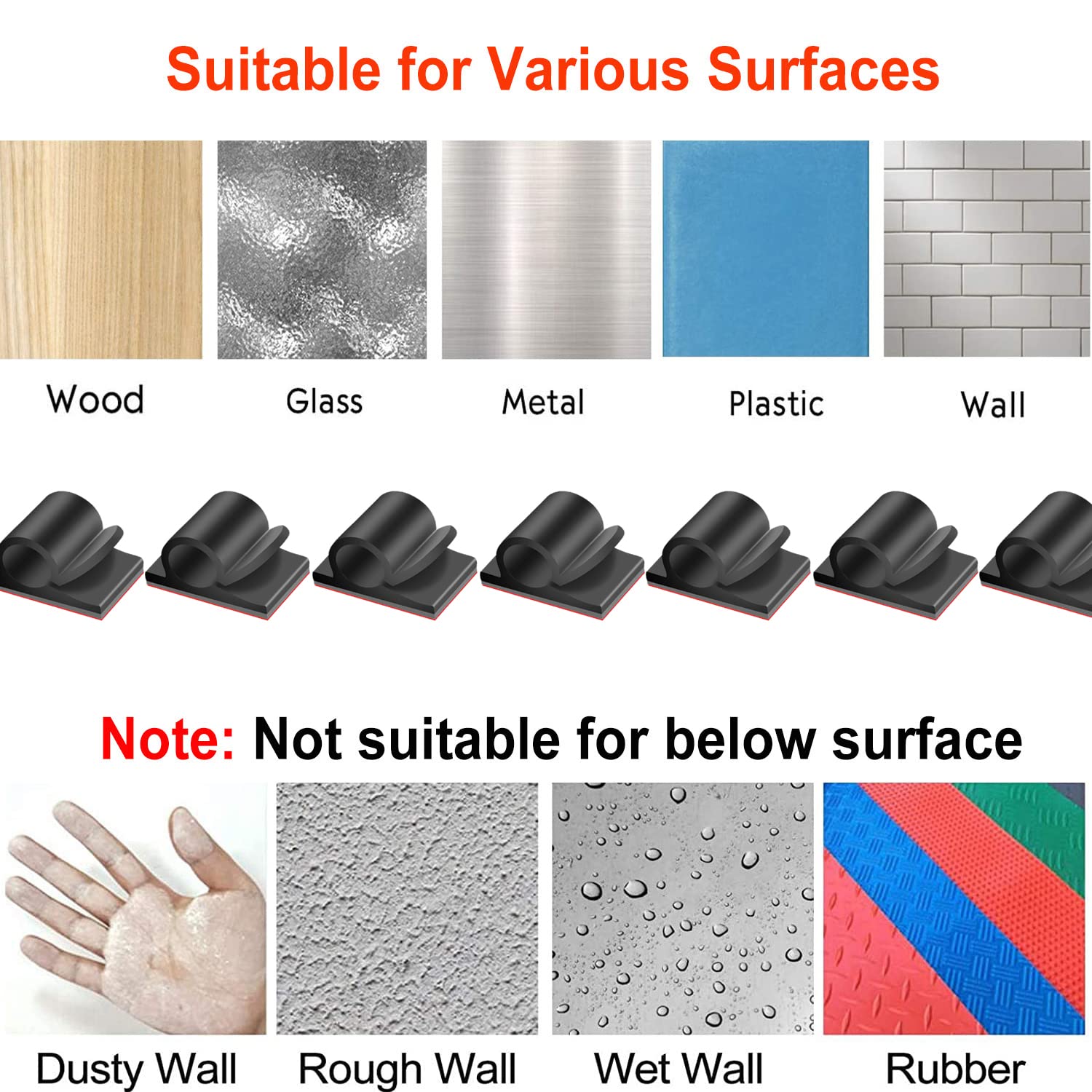 Thumbnail 5 de Tomario V2 Cable Clips Self Adhesive (40PCS) for desk, wall and workshop cable management