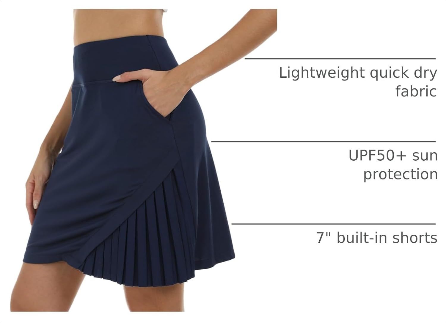 Detalle de MoFiz Women's 20" Knee-Length Golf Skort with 4 Pockets