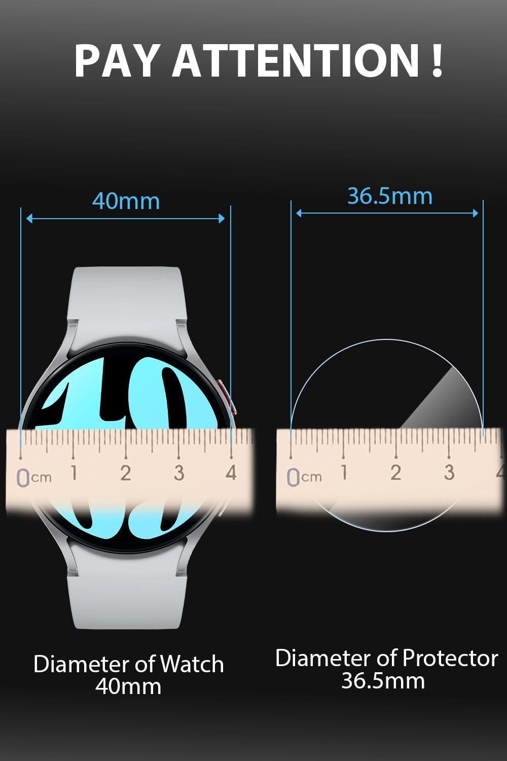 Thumbnail 6 de Yaekea 4 Pack 40 mm Screen Protectors for Samsung Galaxy Watch 4/5/6/7/FE/8 — Anti-Fingerprint Tempered Glass