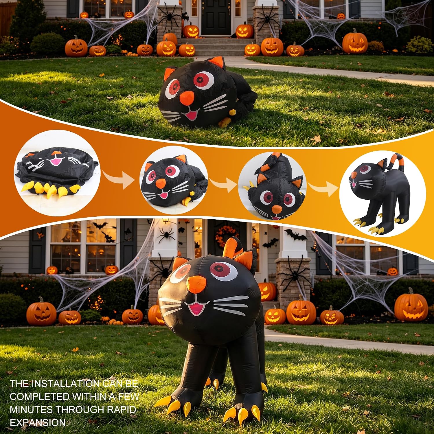 Detalle 2 de NovaFloat 01 Halloween Inflatable Black Cat with Built-In LED Lights