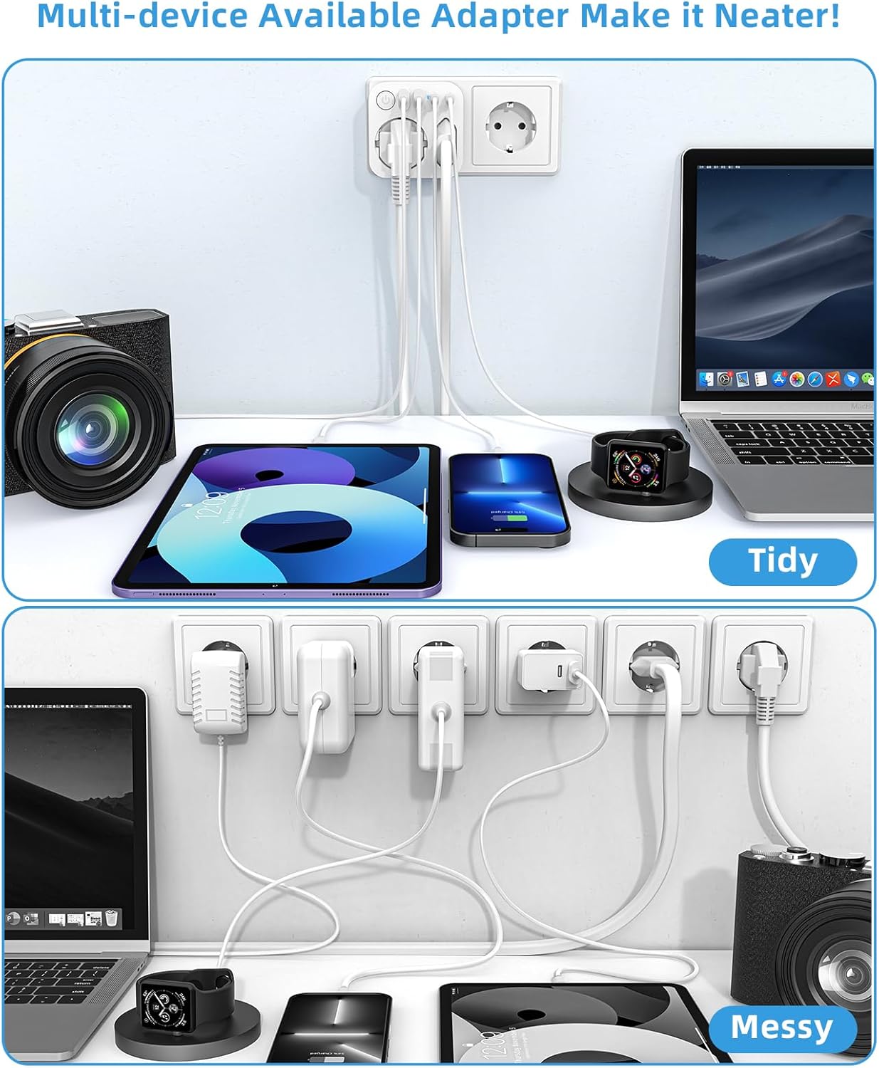 Thumbnail 6 de SUDEERY Steckdosenleiste mit USB (2 Typ-C) – 2-fach Mehrfachstecker, 6-in-1, Weiß
