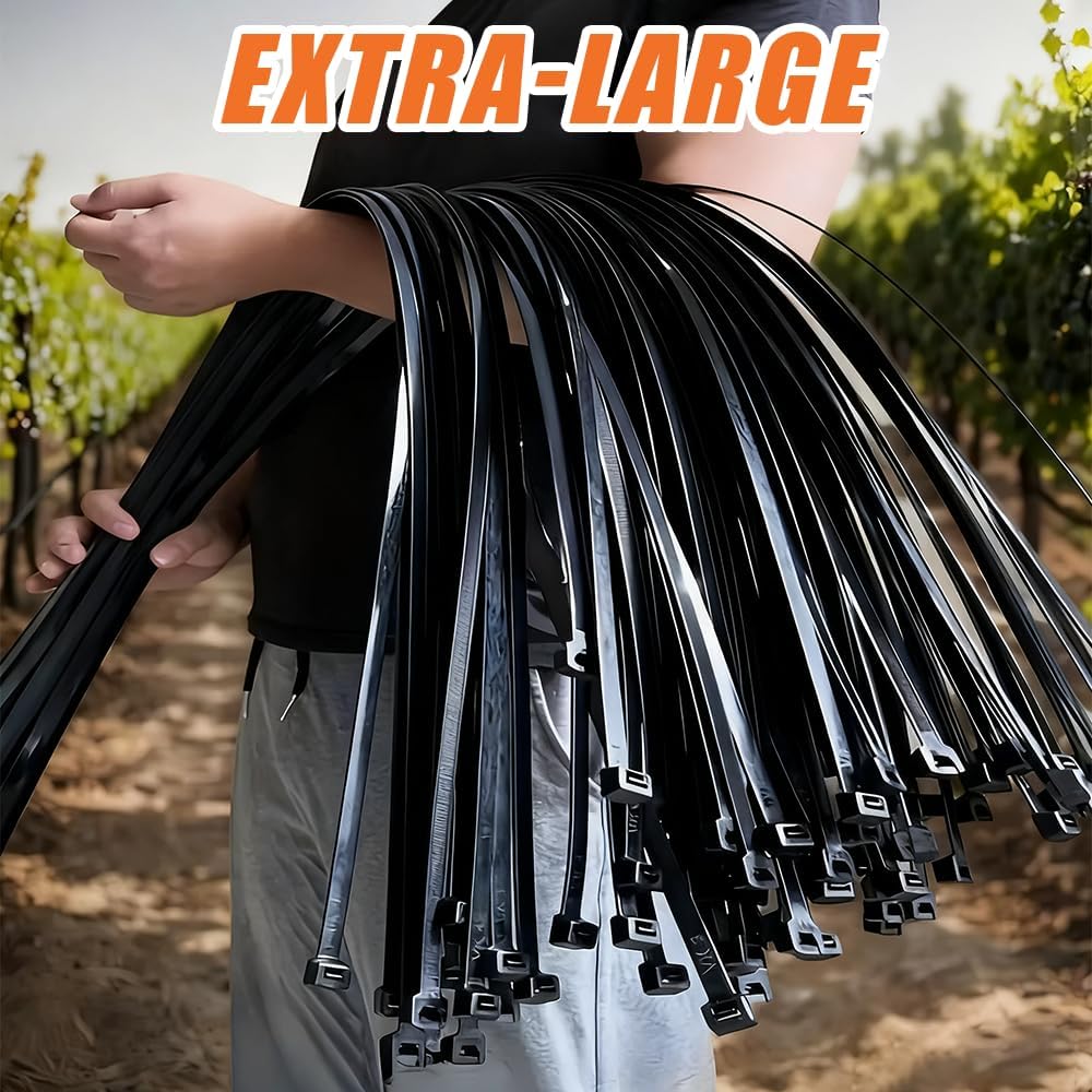 Thumbnail 1 de Caiery Extra Large Cable Ties 10mm x 600mm (50 Pack) – Heavy Duty Nylon Zip Ties
