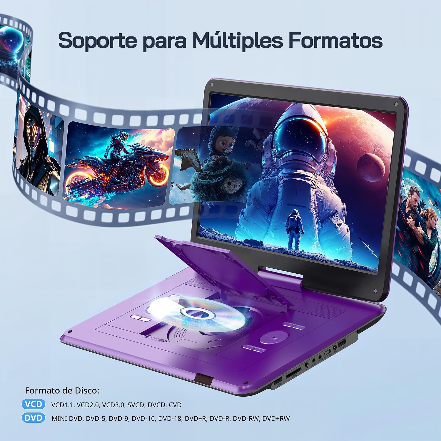 Thumbnail 2 de WOLFANG Reproductor DVD portátil 15,6" 5000 mAh